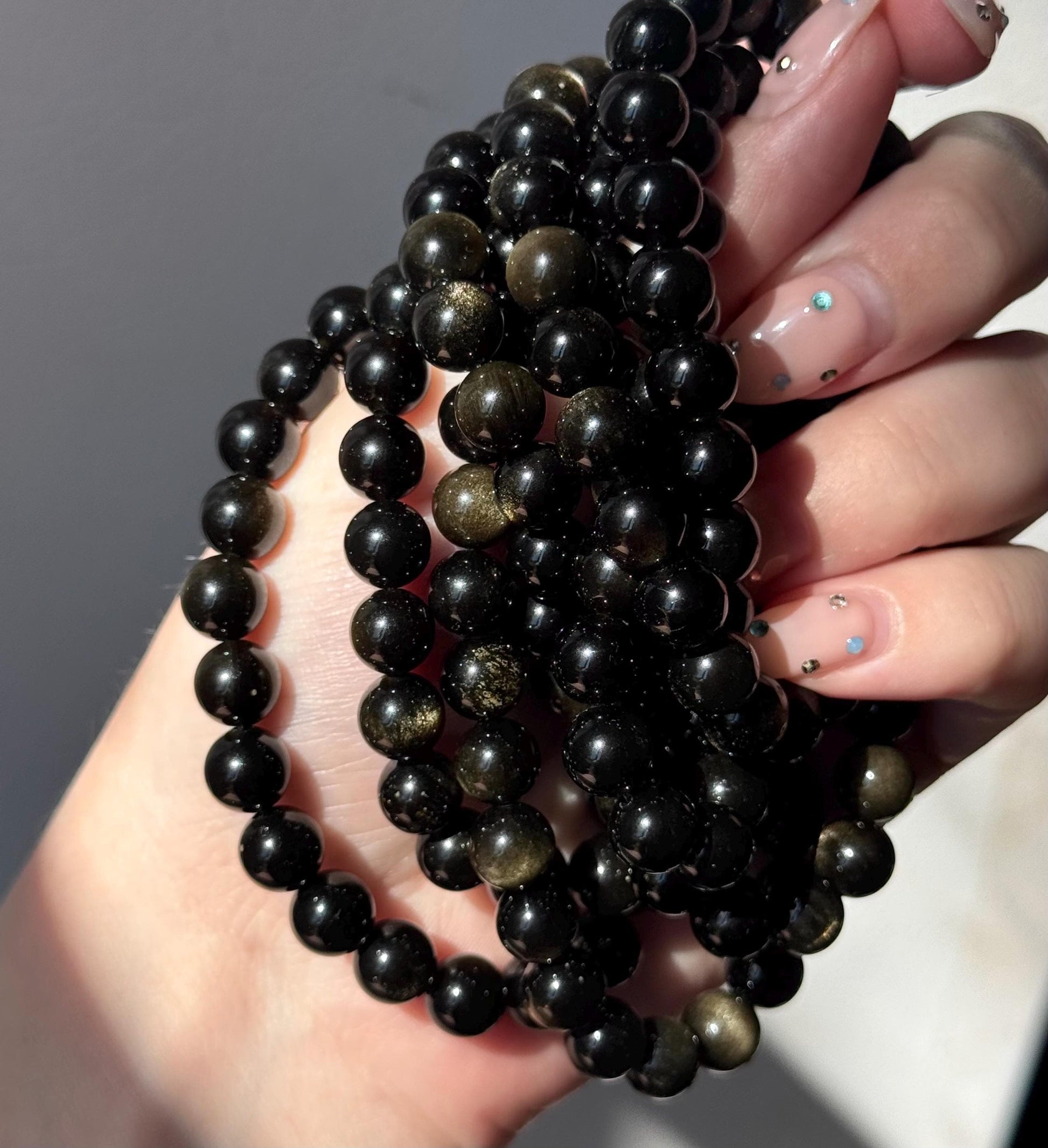 Beautiful Gold Sheen Obsidian 8mm Bracelet | Golden Sheen Obsidian Bracelets