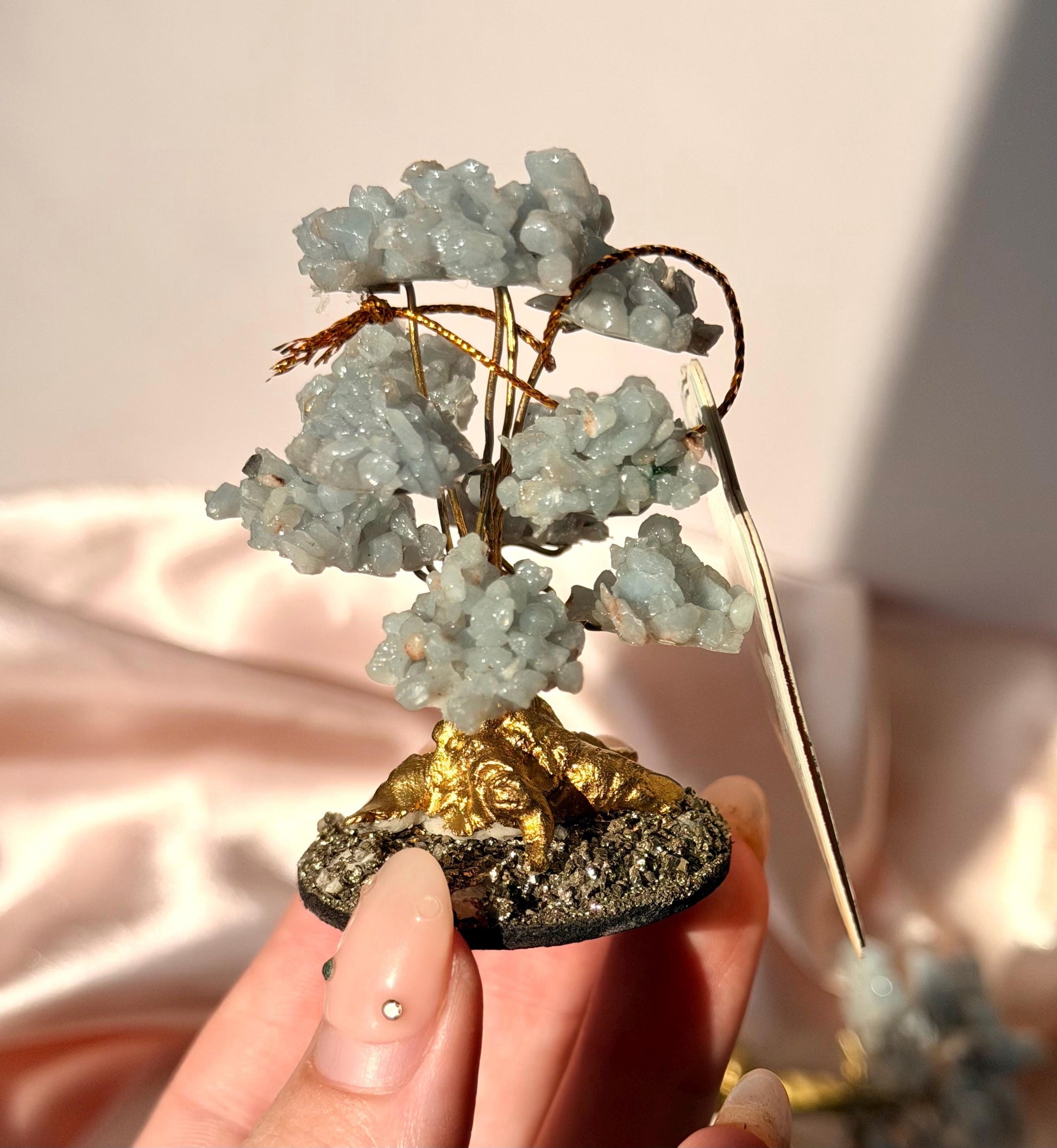 Beautiful Angelite Tree with Pyrite Base | One Intuitively Chosen Angelite Tree