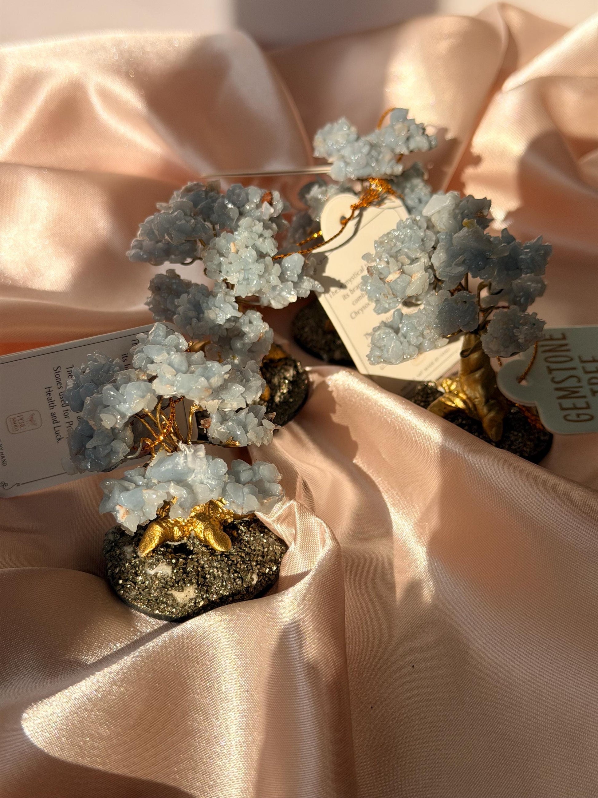 Beautiful Angelite Tree with Pyrite Base | One Intuitively Chosen Angelite Tree