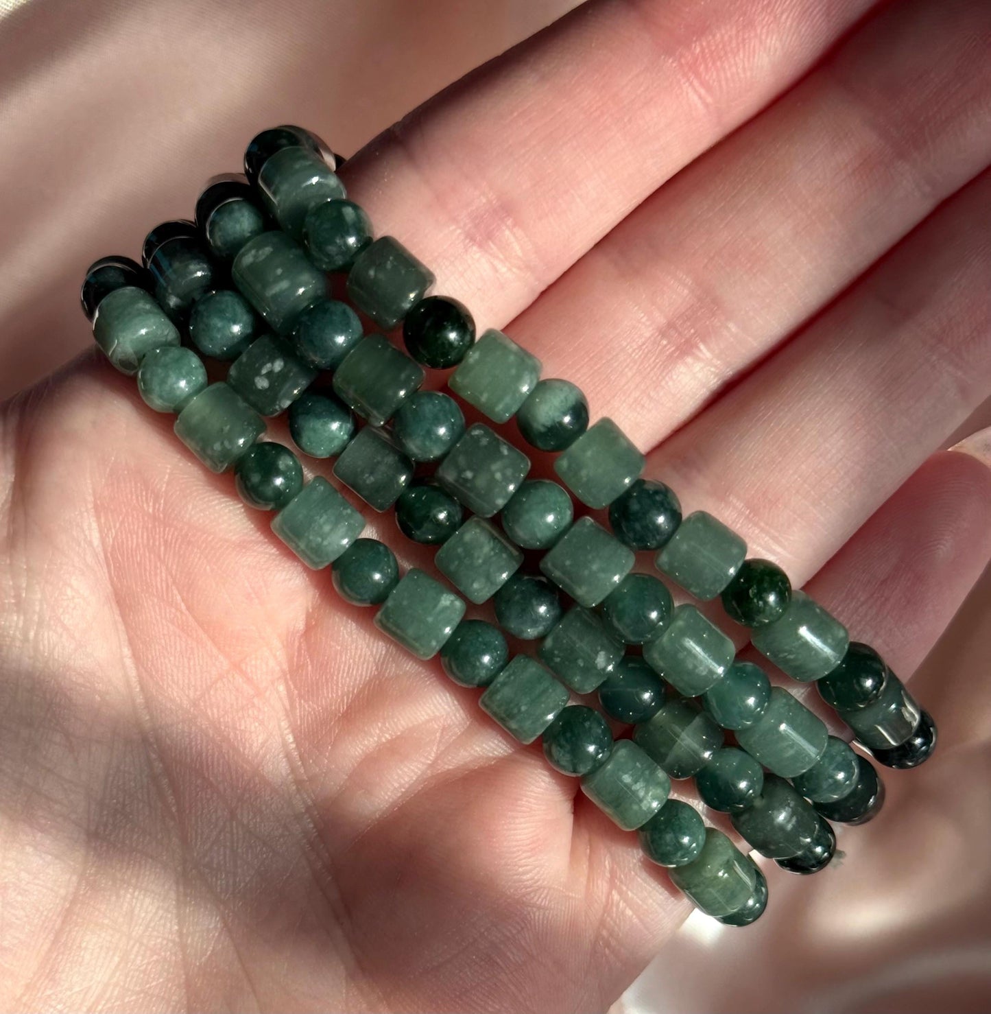 Beautiful Jade Bracelet | Green Jadeite Beaded Bracelet Nephrite Jadeite