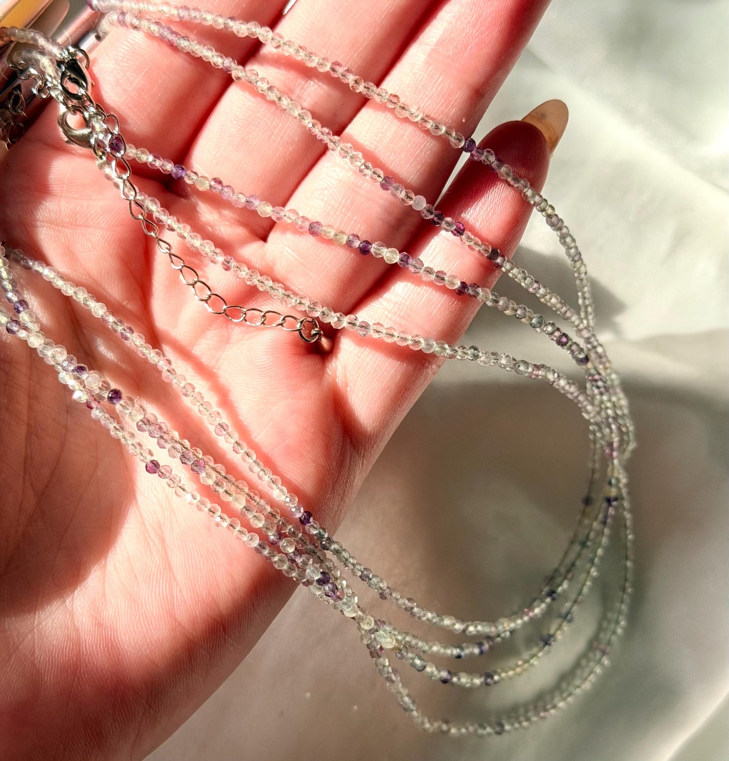 Beautiful Beaded Fluorite Necklace | 3mm Fluorite Beaded Necklace One (1)