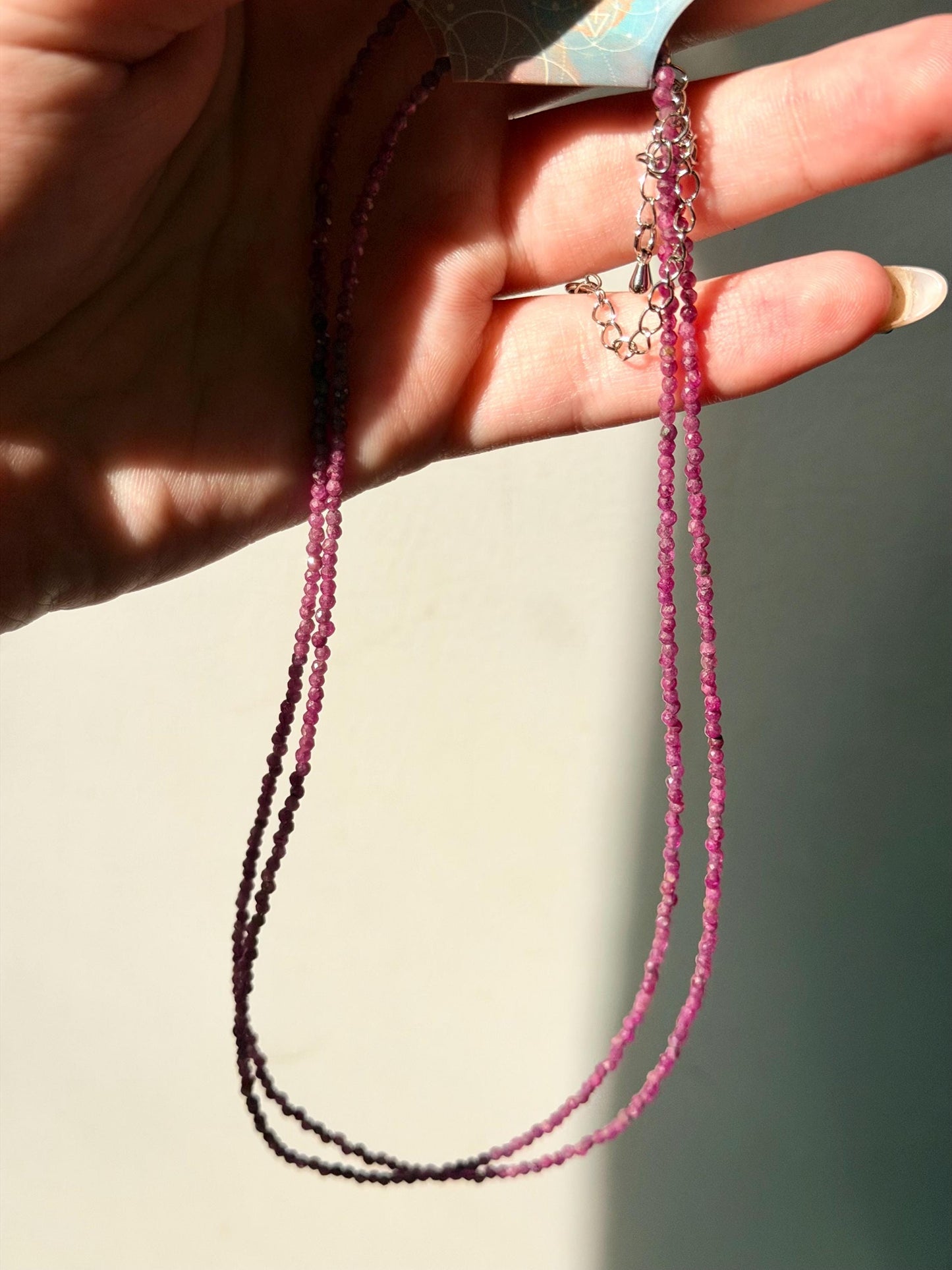 Beautiful Red Ruby Necklace | 3mm Beaded Ruby Necklace Adjustable