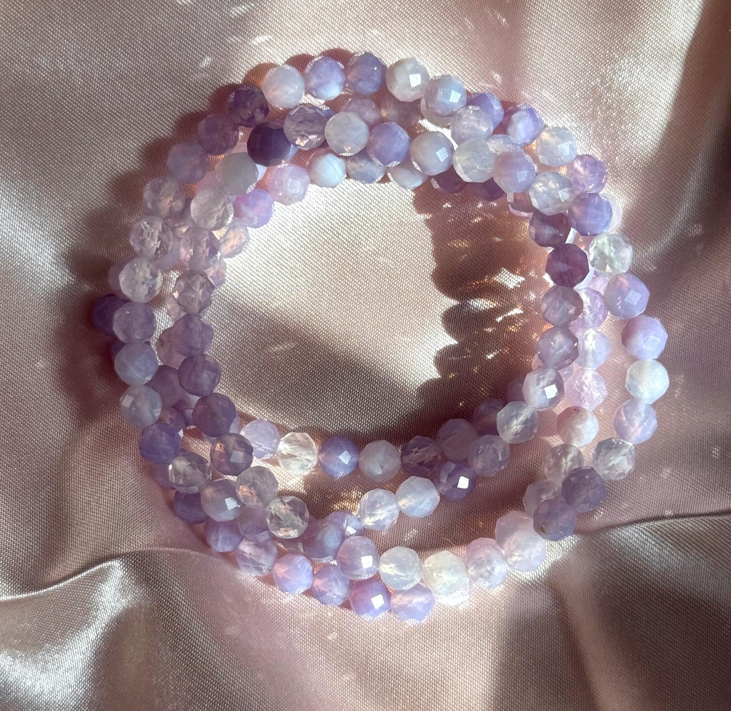 Stunning Lavender Moon Quartz Bracelet | Faceted 6mm Lavender Moon Quartz Bracelet