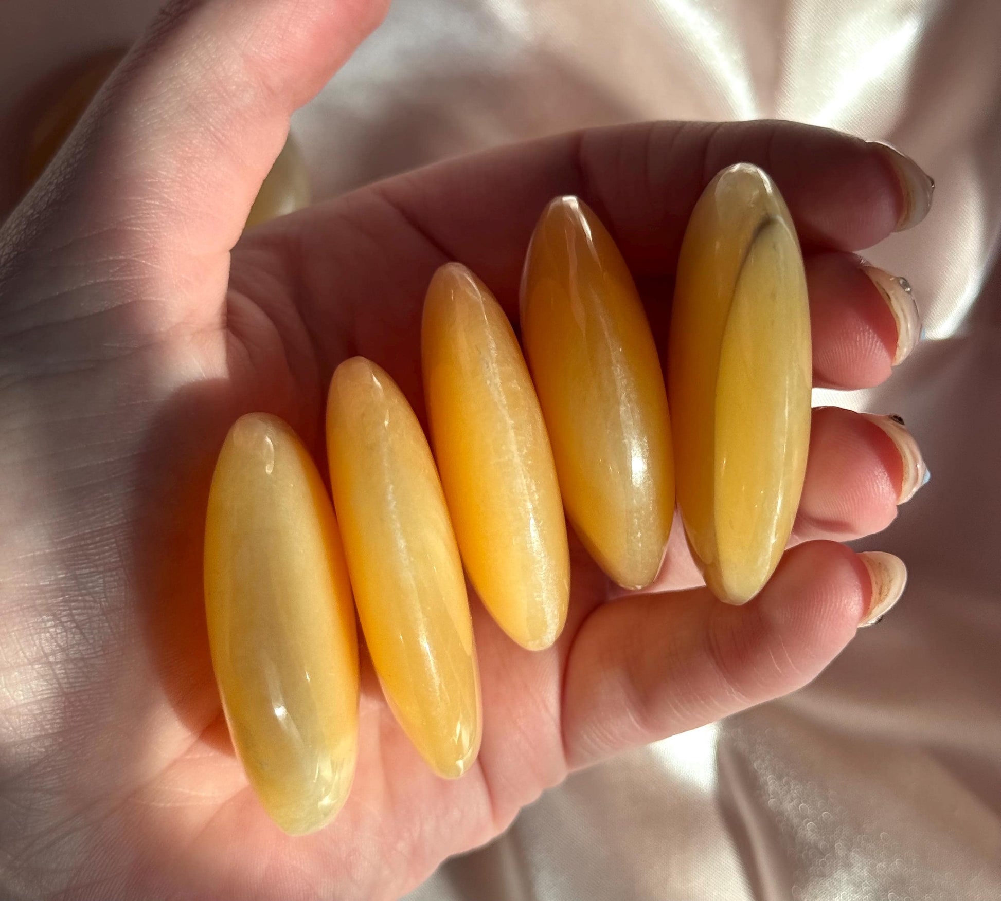 Beautiful Orange Calcite Rount Flat Stones | Orange Calcite Worry Stone Calcite Coins