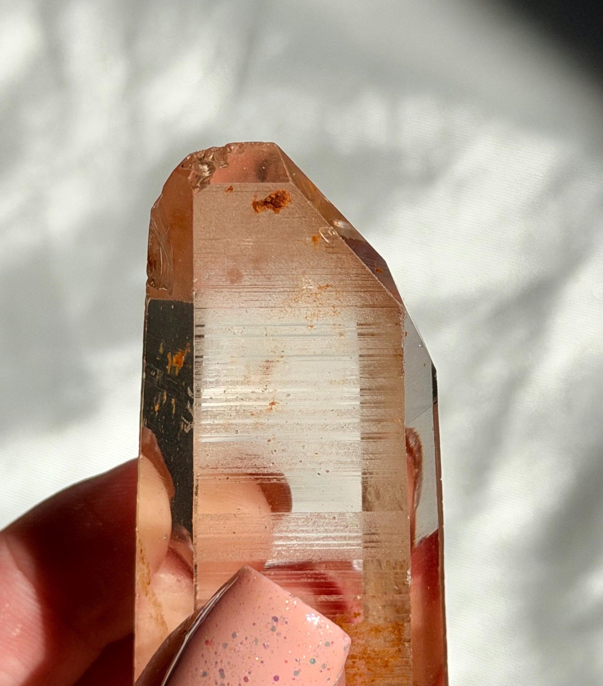 Beautiful Clear Quartz Point from Congo with Iron Inclusions | High Quality Quartz Generator