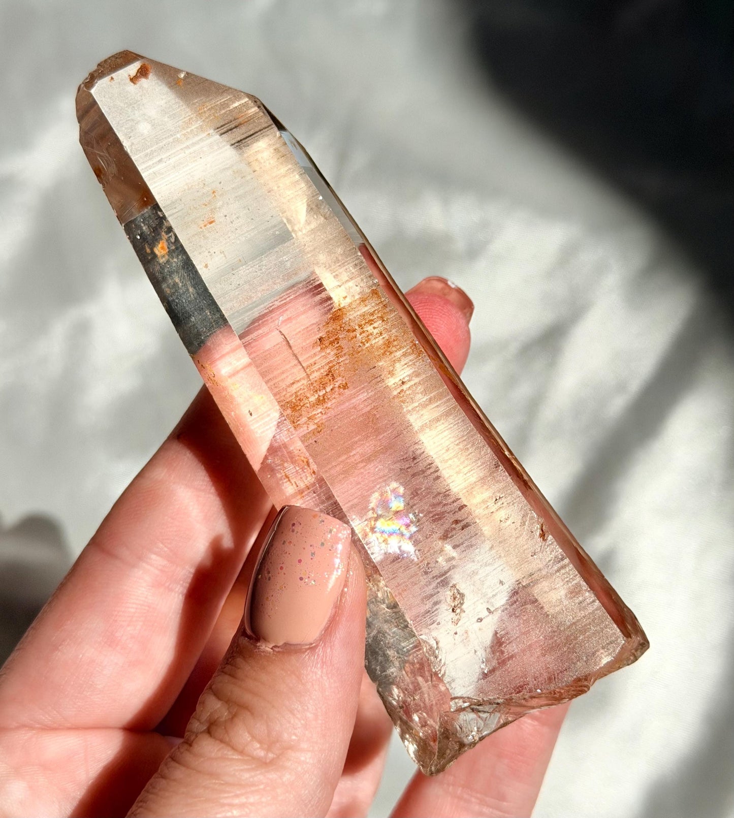 Beautiful Clear Quartz Point from Congo with Iron Inclusions | High Quality Quartz Generator