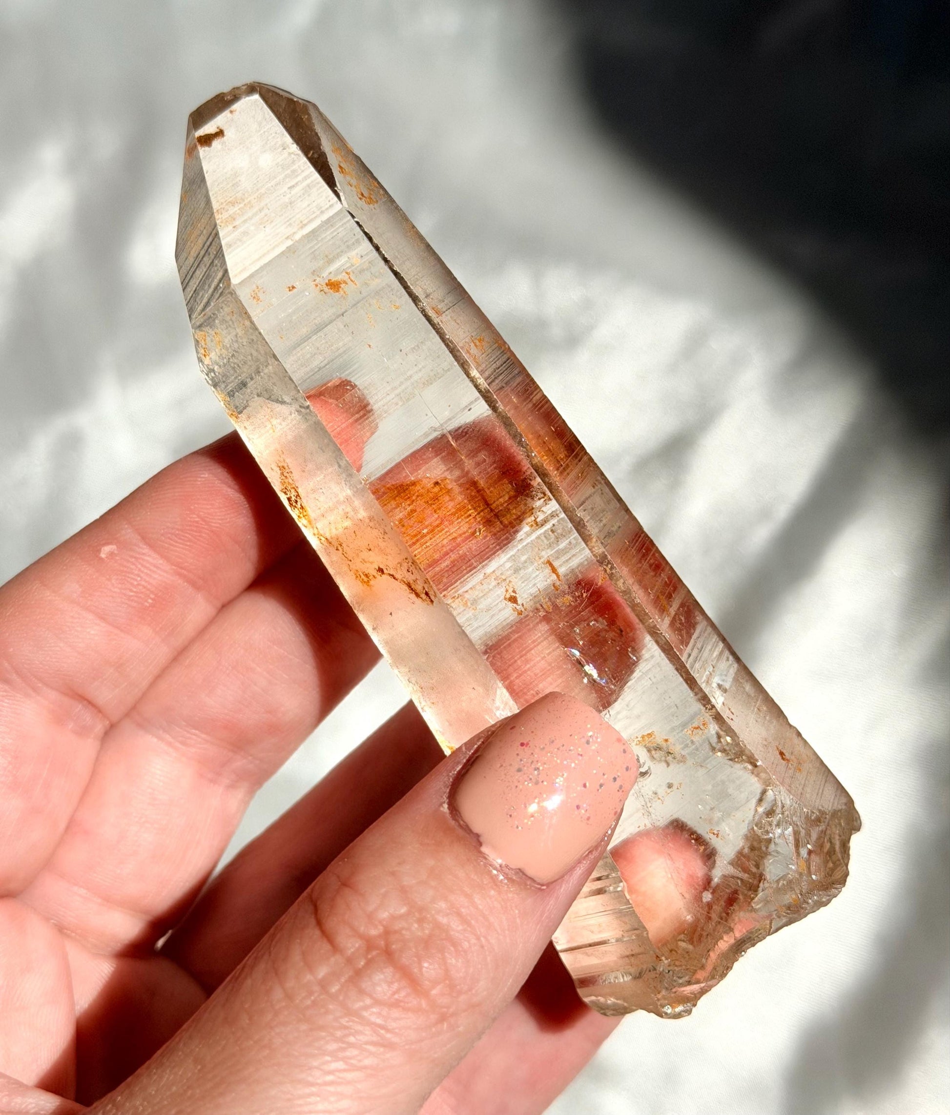 Beautiful Clear Quartz Point from Congo with Iron Inclusions | High Quality Quartz Generator