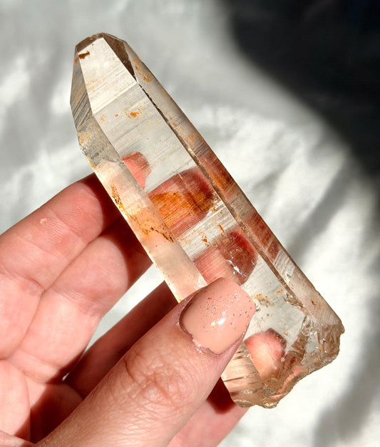 Beautiful Clear Quartz Point from Congo with Iron Inclusions | High Quality Quartz Generator