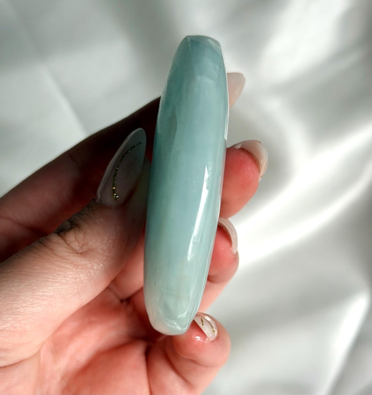 Aquamarine Palmstone | Natural Blue Aquamarine Crystal from Madagascar | Polished Worry Stone | Meditation Crystal