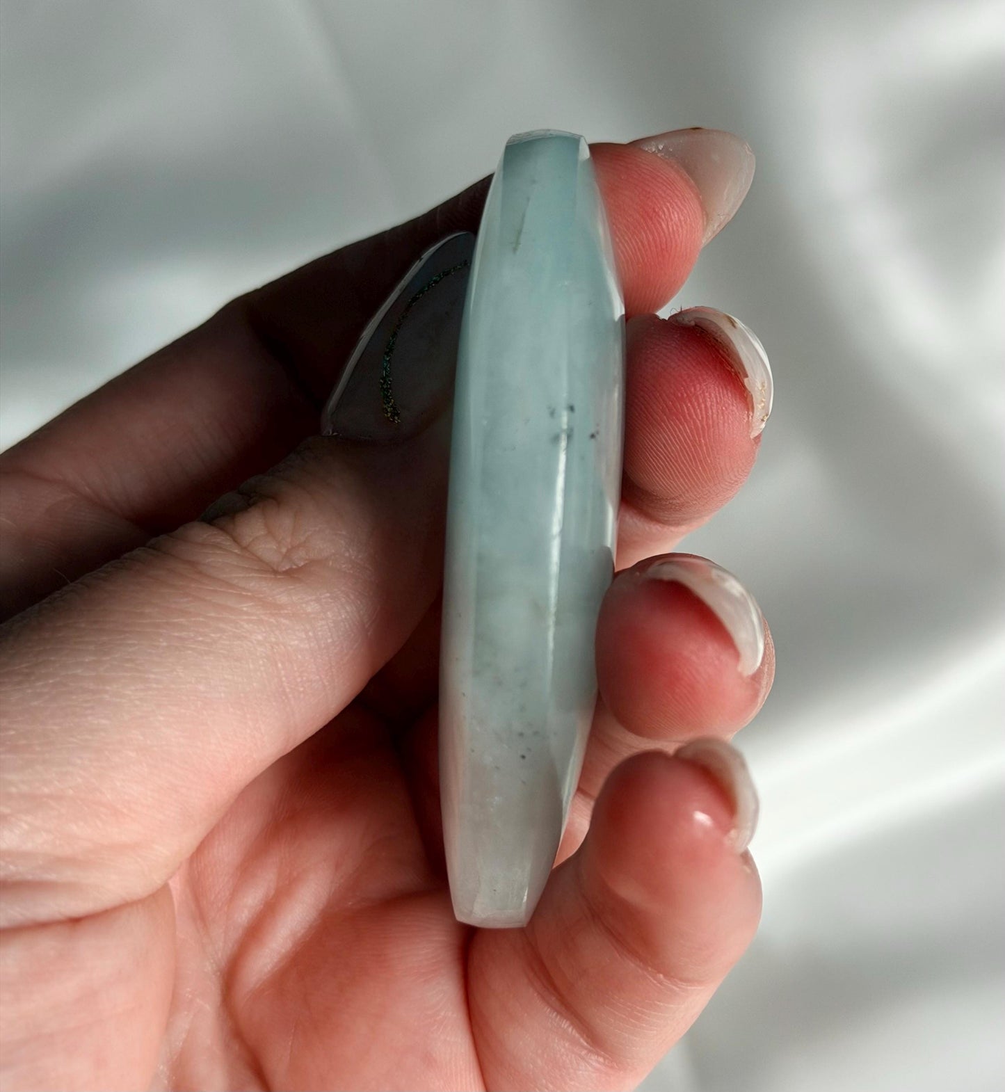 Aquamarine Palmstone | Natural Blue Aquamarine Crystal from Madagascar | Polished Worry Stone | Meditation Crystal