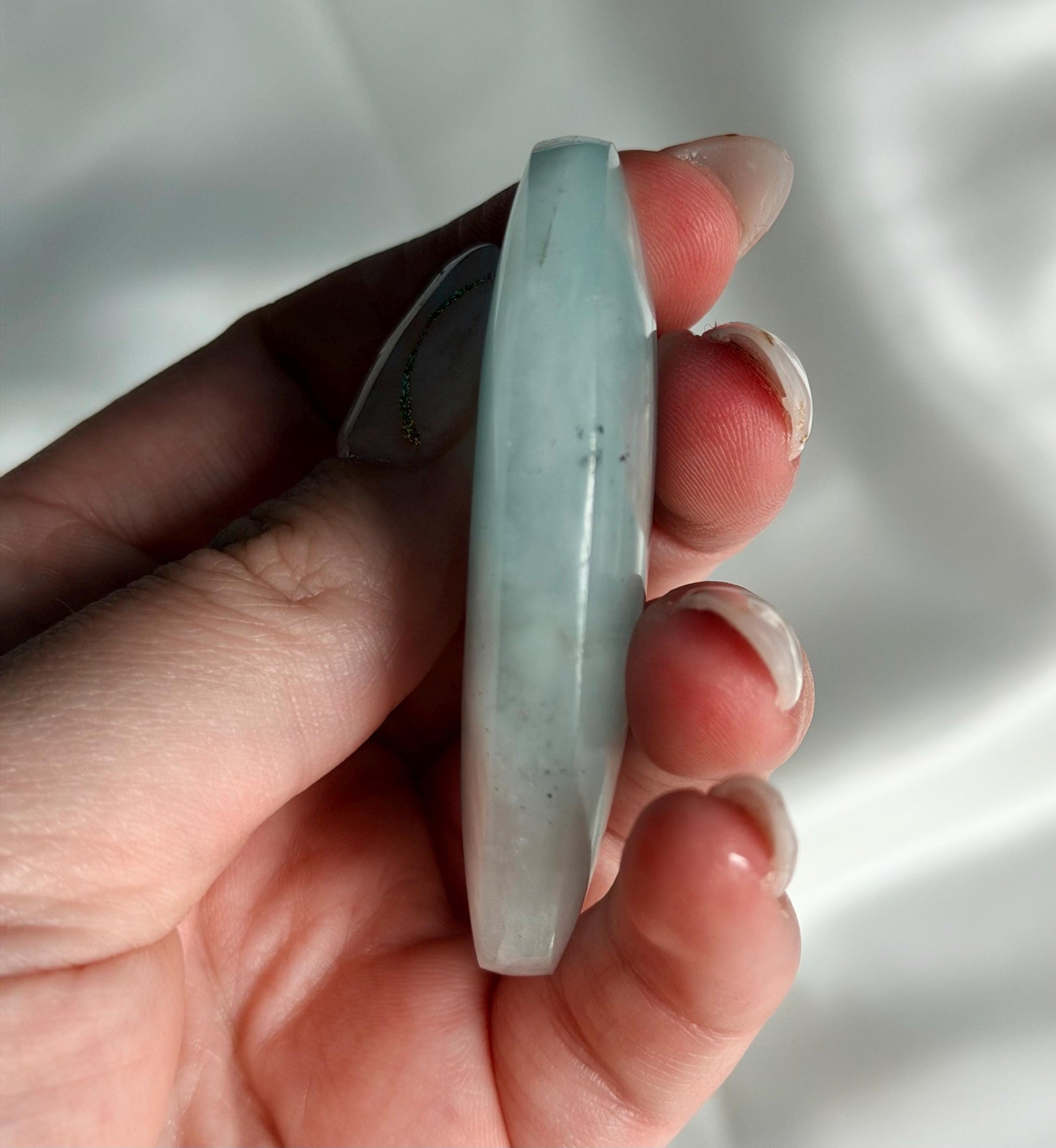 Aquamarine Palmstone | Natural Blue Aquamarine Crystal from Madagascar | Polished Worry Stone | Meditation Crystal