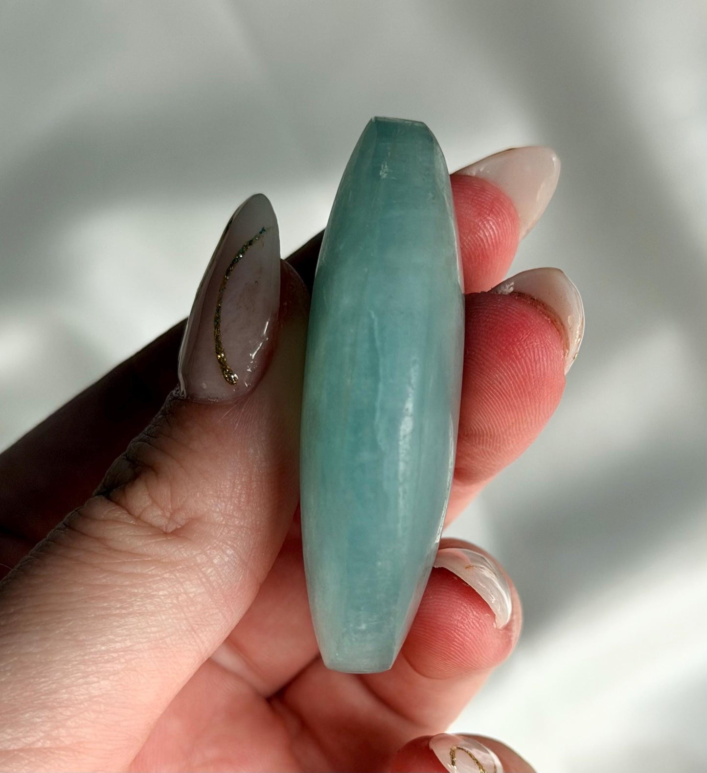 Aquamarine Palmstone | Natural Blue Aquamarine Crystal from Madagascar | Polished Worry Stone | Meditation Crystal