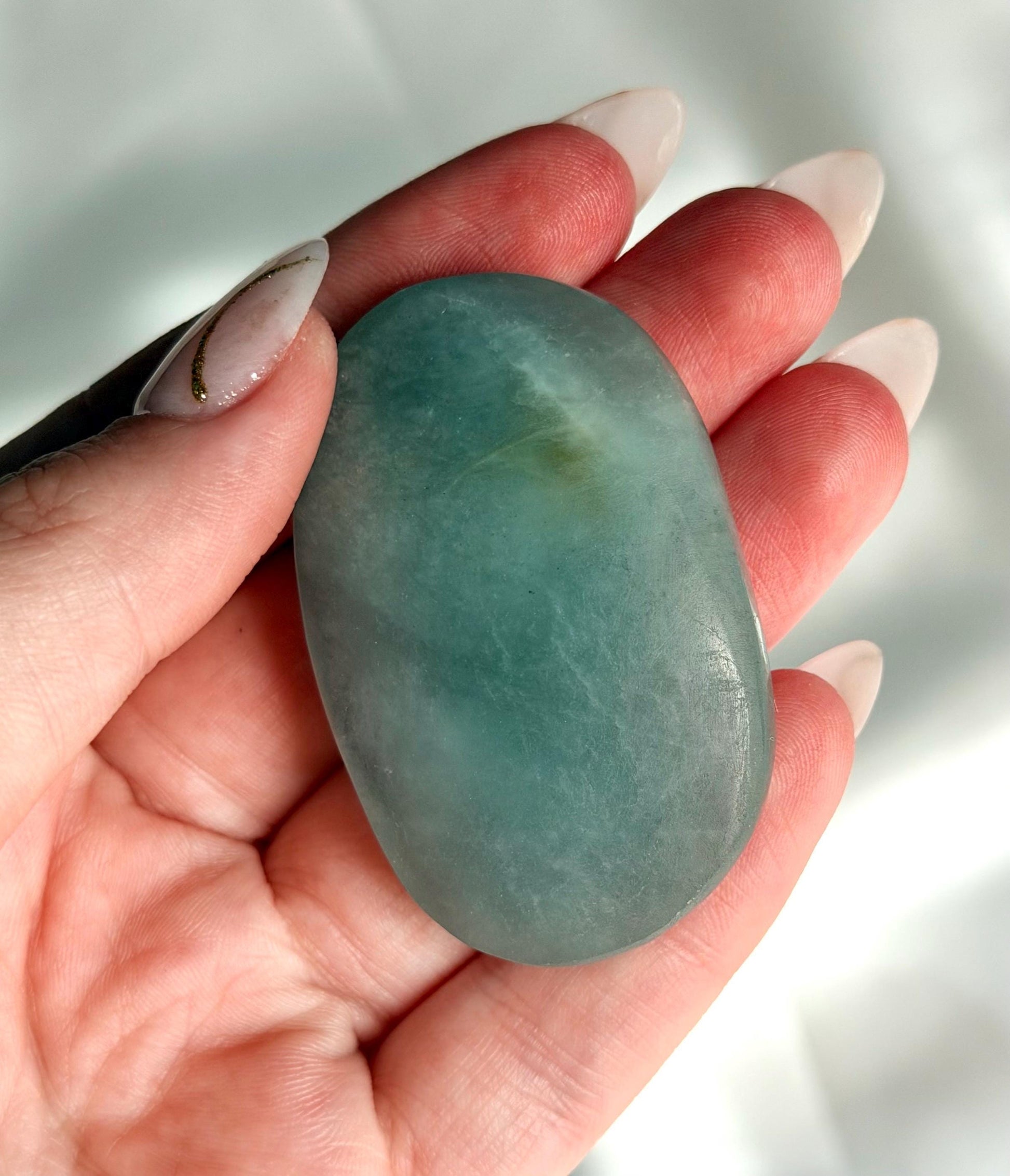 Aquamarine Palmstone | Natural Blue Aquamarine Crystal from Madagascar | Polished Worry Stone | Meditation Crystal