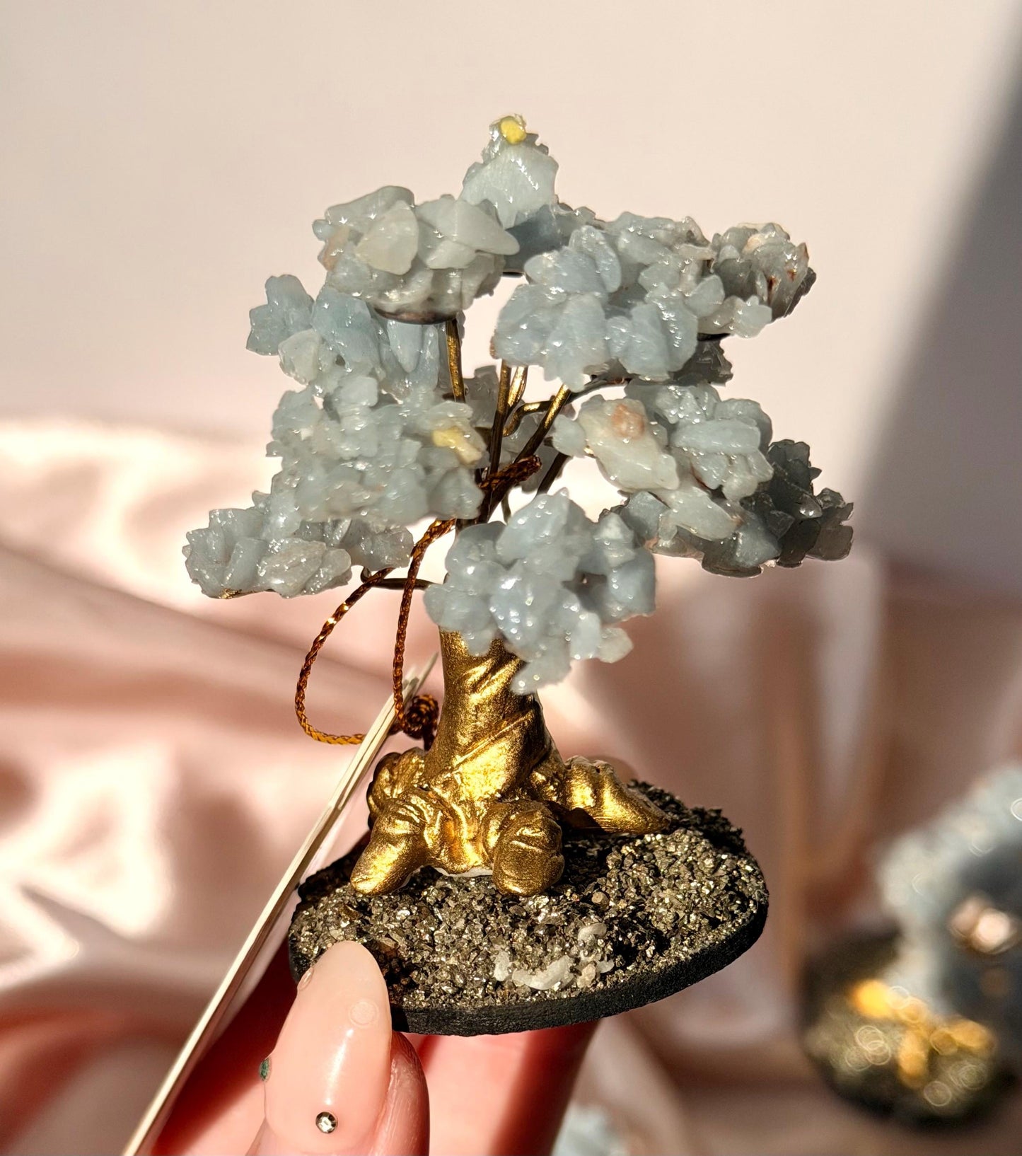 Beautiful Angelite Tree with Pyrite Base | One Intuitively Chosen Angelite Tree