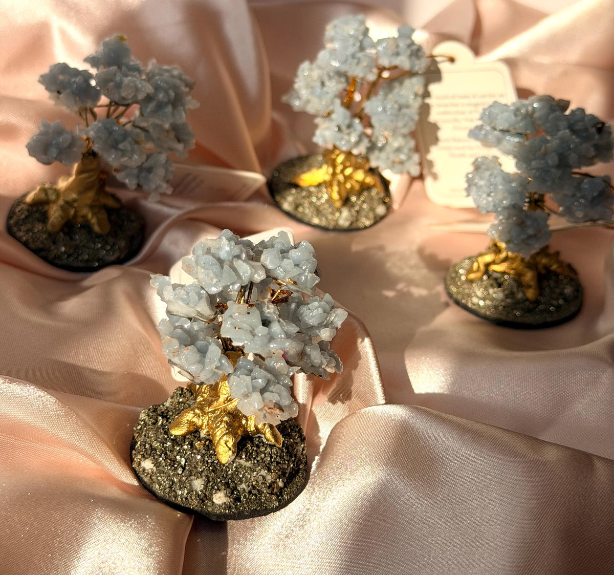 Beautiful Angelite Tree with Pyrite Base | One Intuitively Chosen Angelite Tree