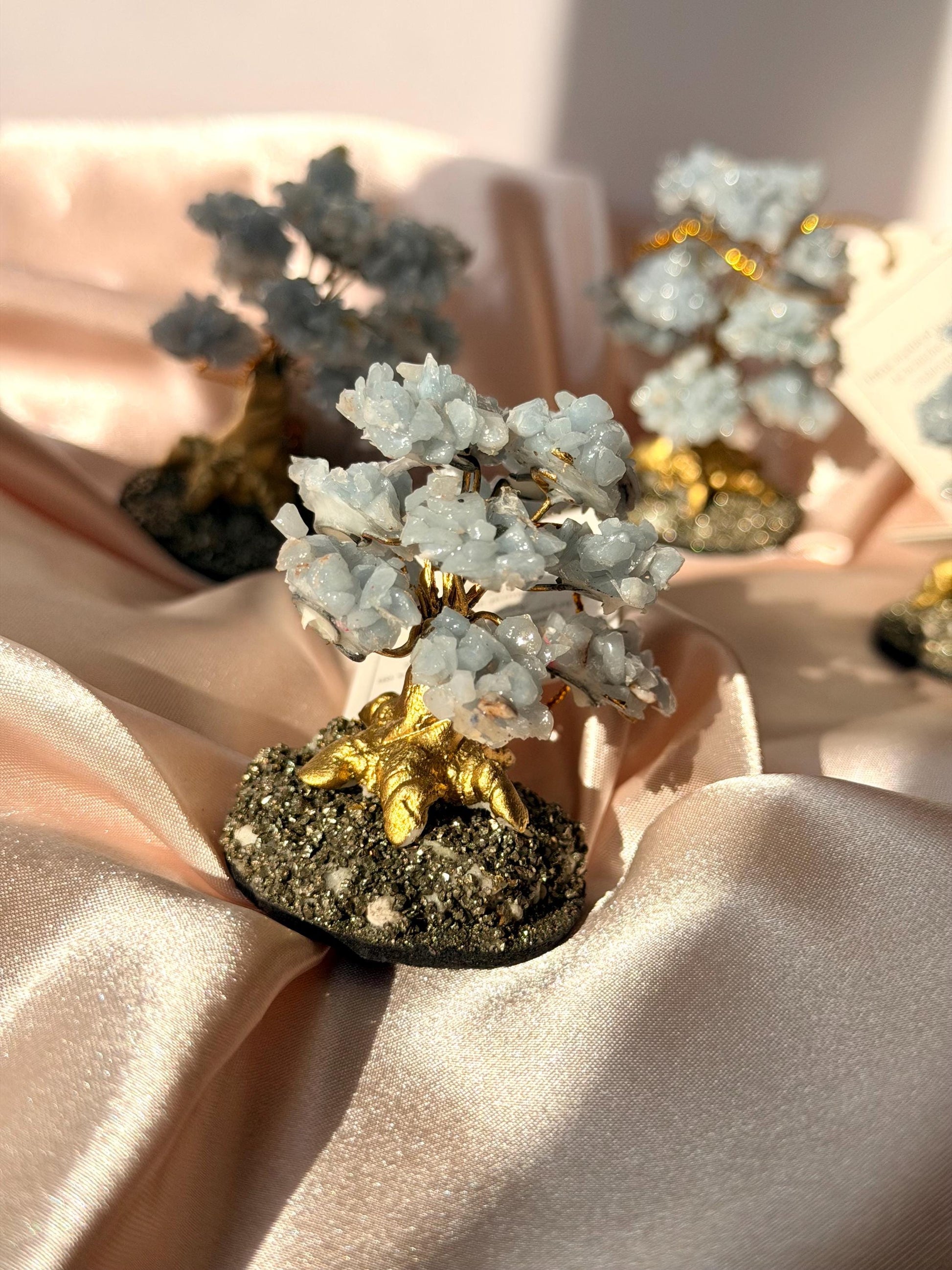 Beautiful Angelite Tree with Pyrite Base | One Intuitively Chosen Angelite Tree