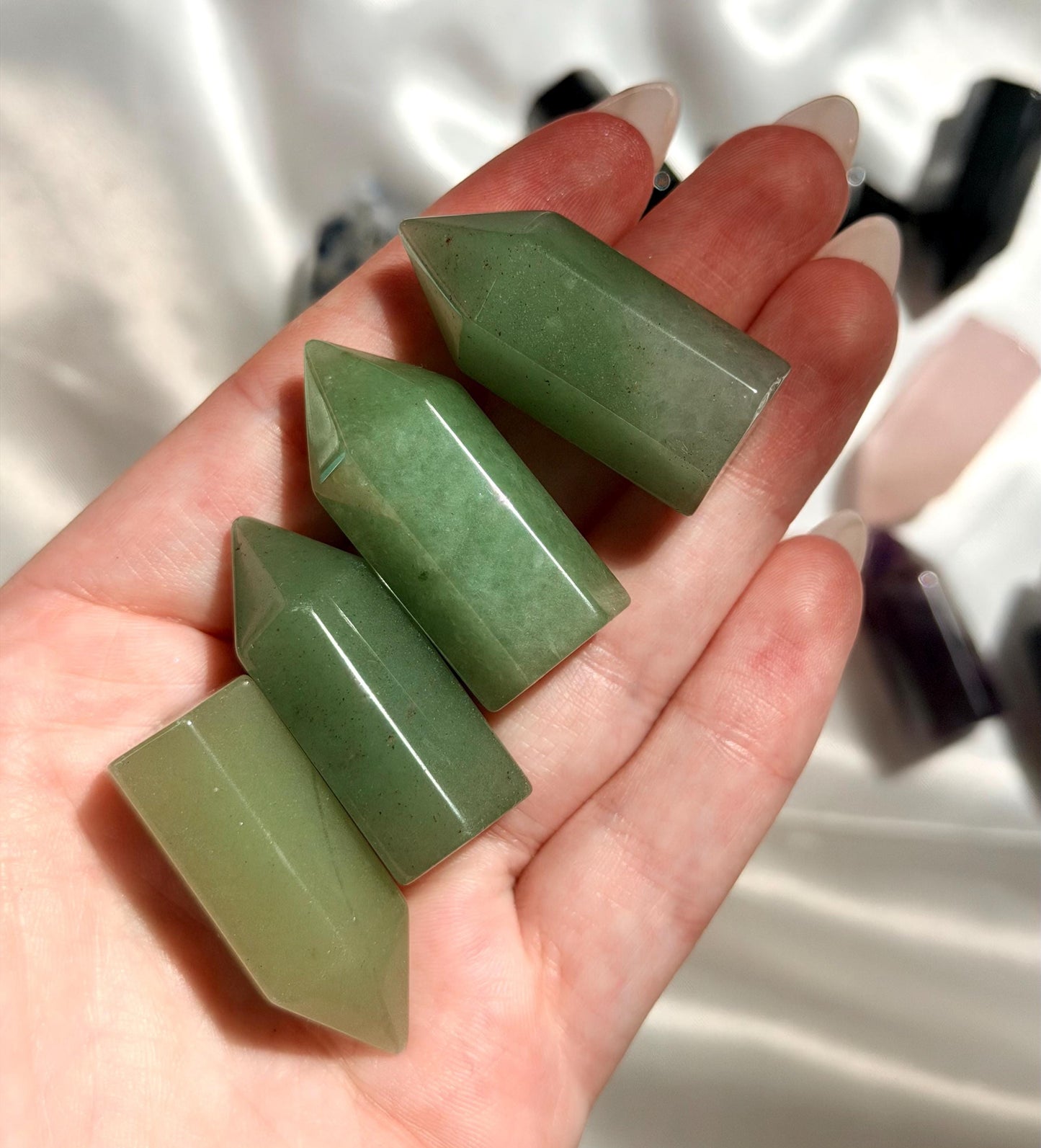 Mini Crystal Tower | Green Aventurine, Rose Quartz, Amethyst, Sodalite & Black Obsidian | Healing Crystal Point | Small Gemstone Tower |