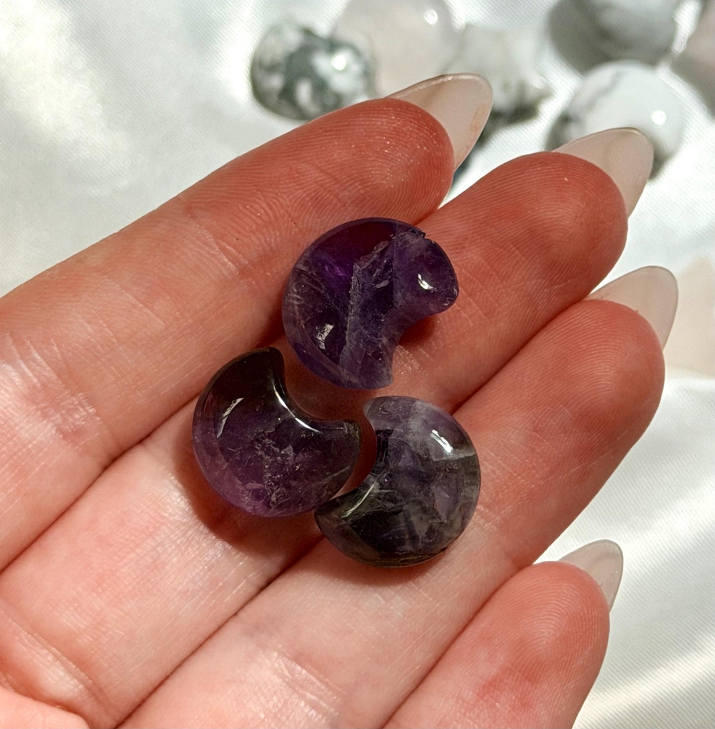 Mini Crystal Carvings | Hearts Moons Stars | Amethyst Rose Quartz Sodalite & Howlite | Pocket Crystal Gift