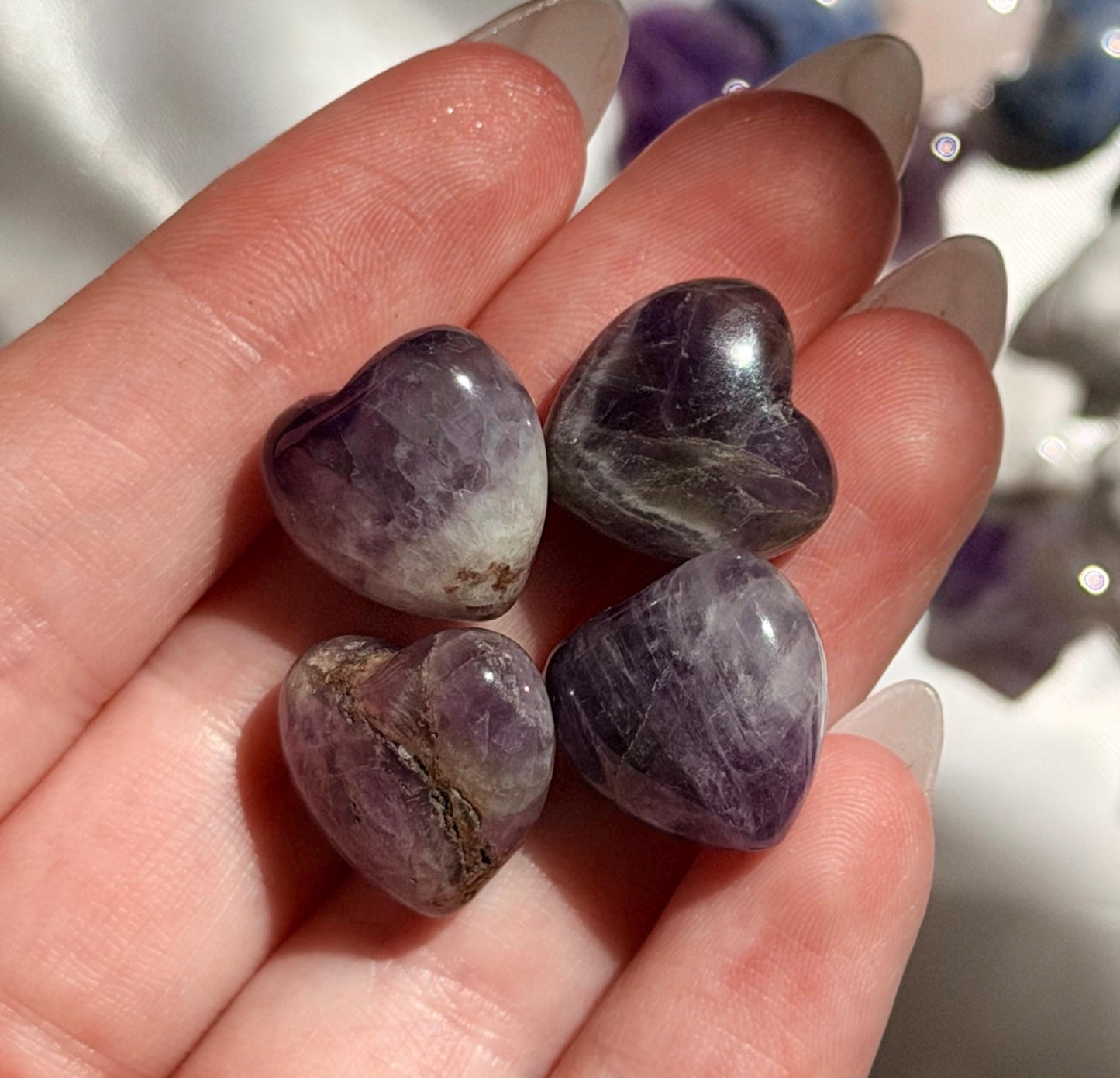 Mini Crystal Carvings | Hearts Moons Stars | Amethyst Rose Quartz Sodalite & Howlite | Pocket Crystal Gift