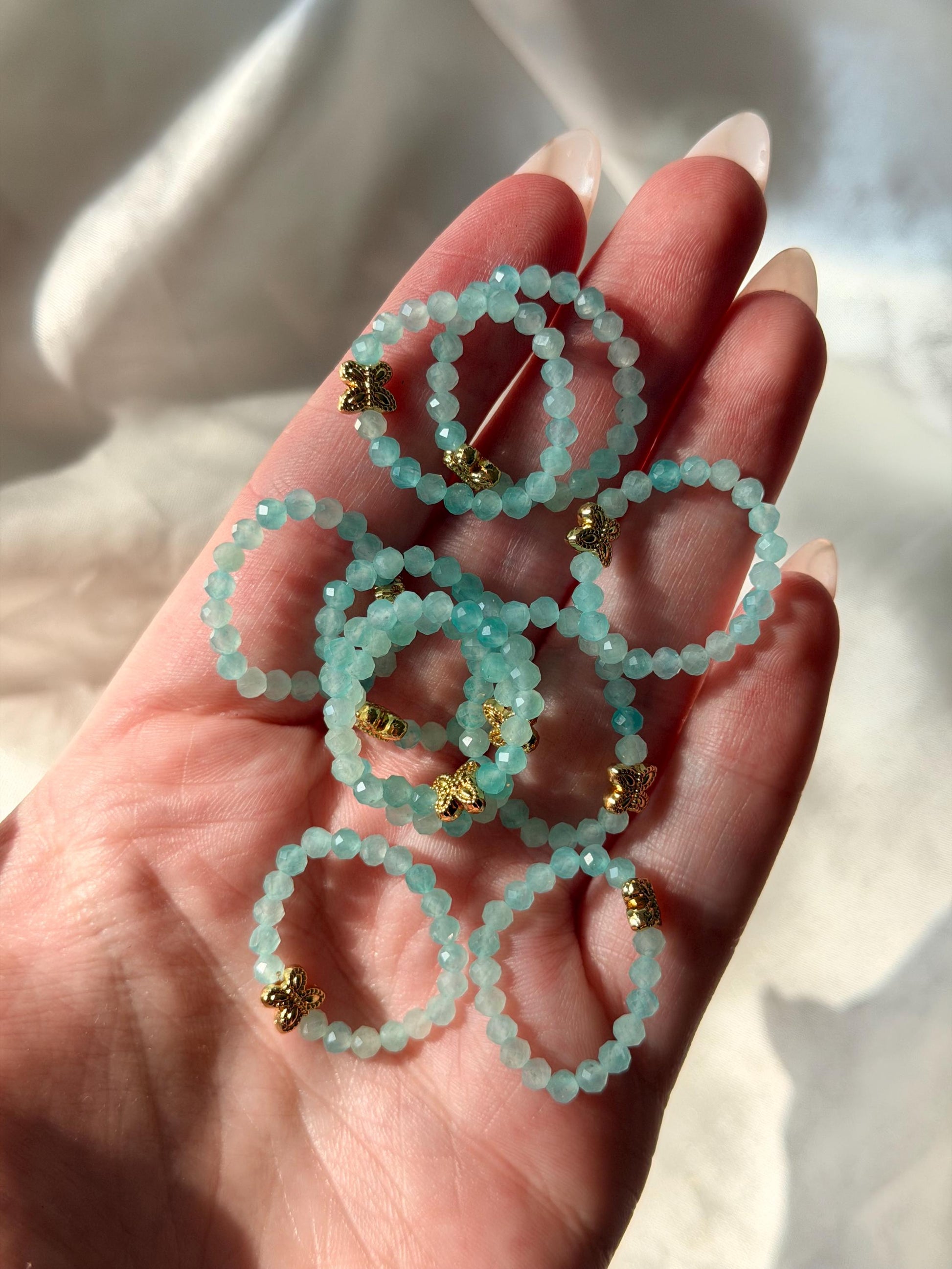 Beautiful Amazonite Beaded Rings | One (1) Amazonite Ring | Gemstone Ring | Crystal Beaded Rings