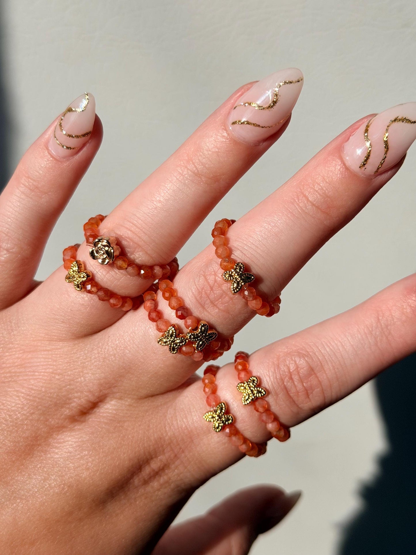 Beautiful Sunstone Beaded Ring | Sunstone Ring | Crystal Beaded Rings | Sunstone Bead Ring