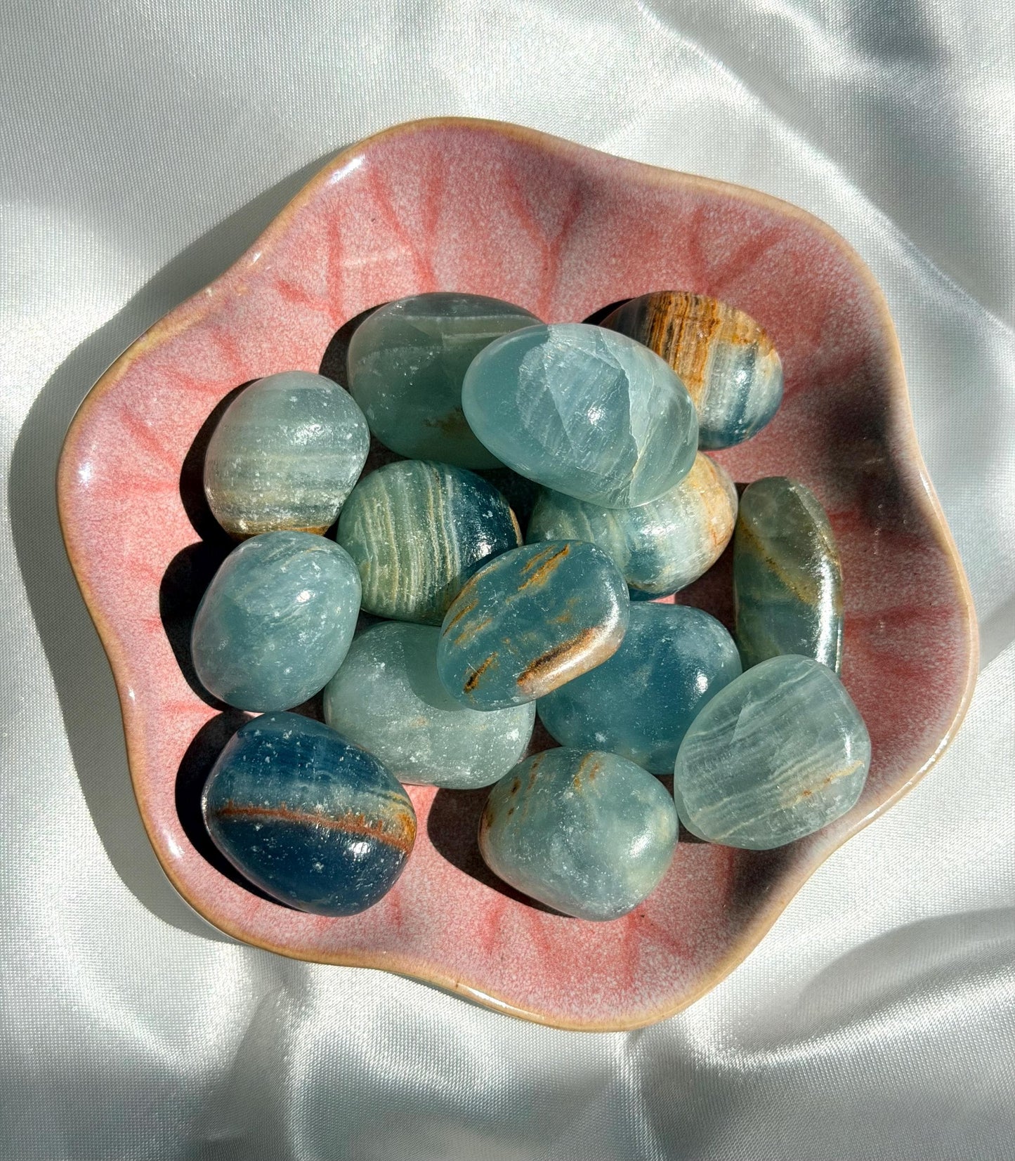Gorgeous Aquatine Calcite Tumbled Stones | One (1) Blue Onyx Pebble
