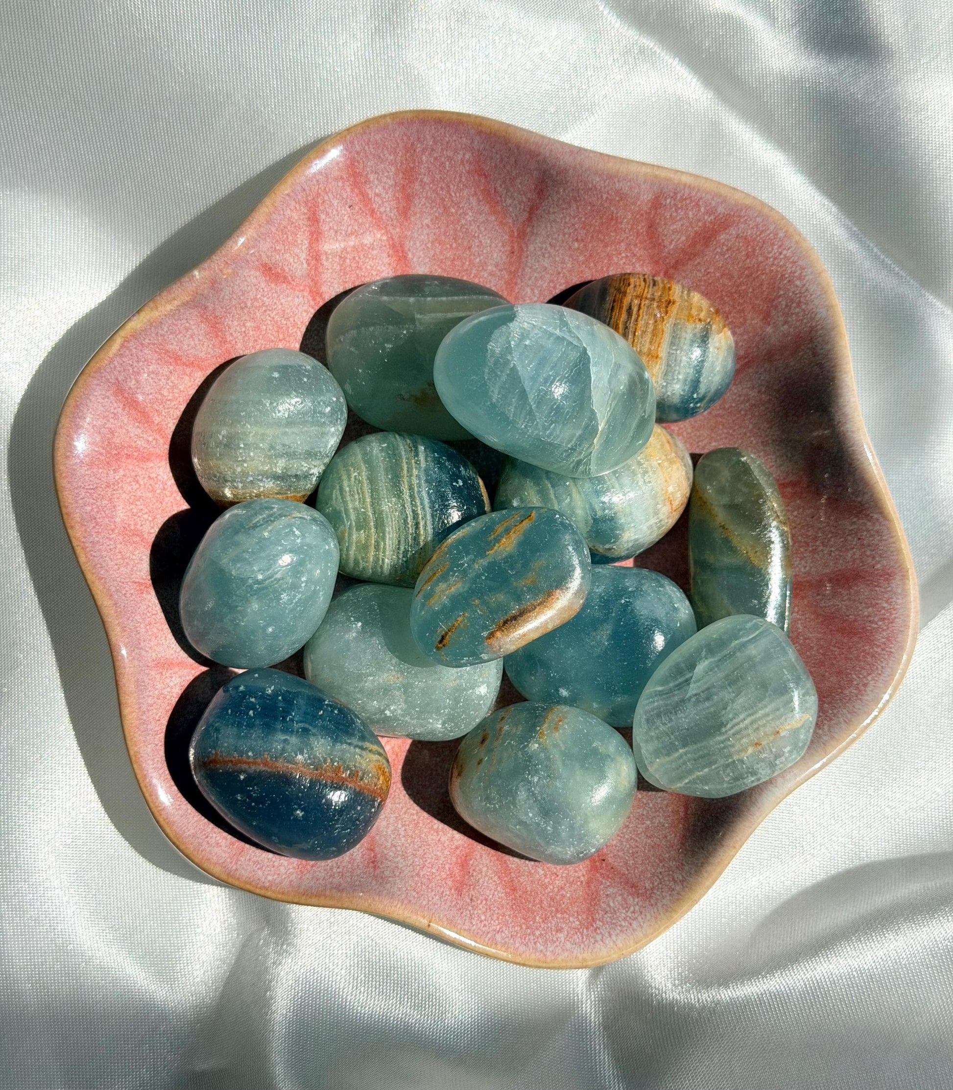 Gorgeous Aquatine Calcite Tumbled Stones | One (1) Blue Onyx Pebble