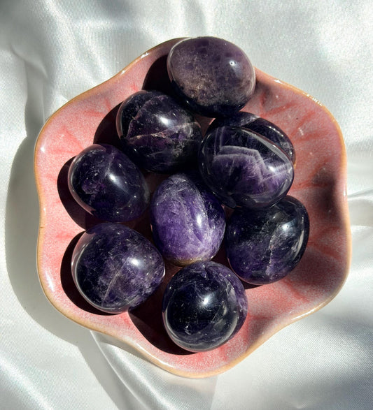 Beautiful Dark Amethyst Tumbled Stones from Brazil | One (1) Intuitively Chosen Deep Amethyst Pebble