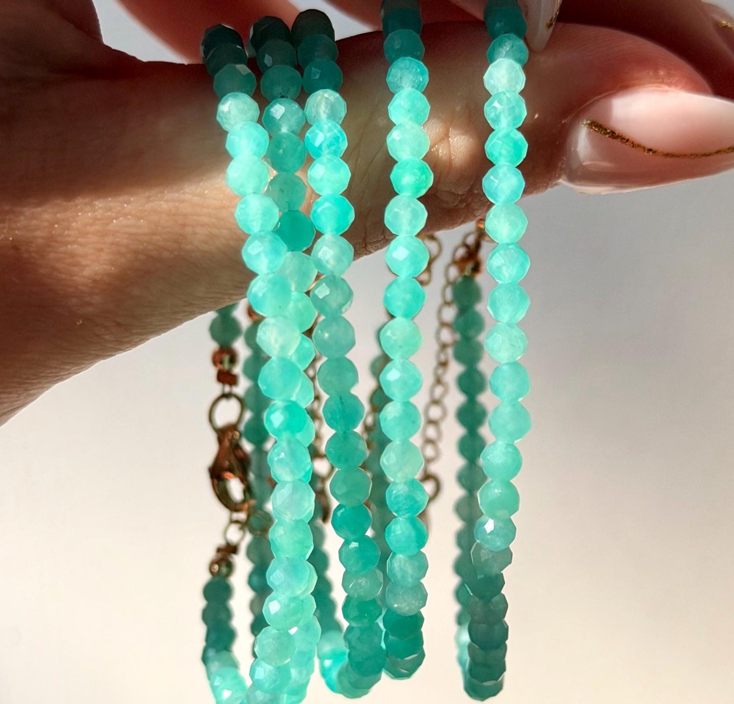 Adjustable Amazonite Bracelet | 2mm Genuine Gemstone Beaded Bracelet | Dainty Crystal Jewelry | Minimalist Healing Gift for Women