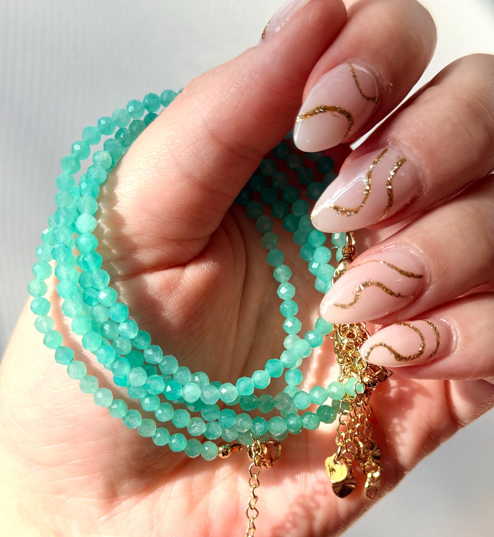 Adjustable Amazonite Bracelet | 2mm Genuine Gemstone Beaded Bracelet | Dainty Crystal Jewelry | Minimalist Healing Gift for Women
