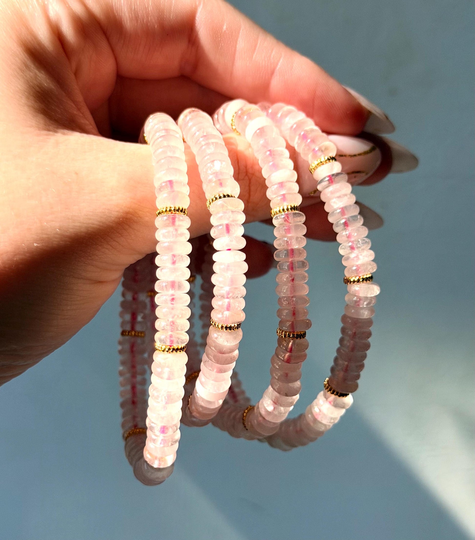Rose Quartz Bracelet | Rose Quartz Beaded Bracelet | Pink Stretchy Bracelet