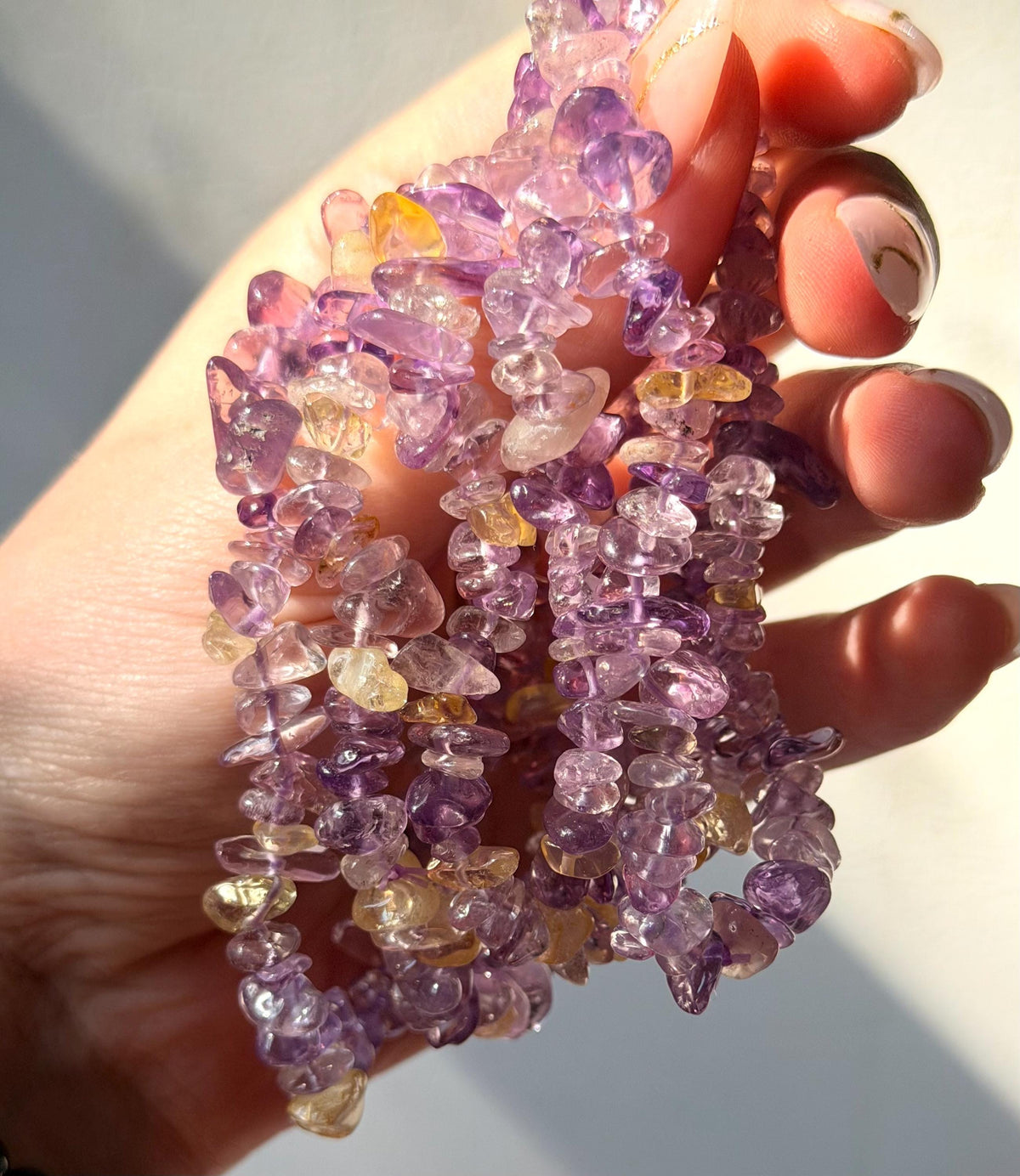 Beautiful Ametrine Chip Bracelet | Amethyst & Citrine Bracelet | Crystal Chip Bracelet