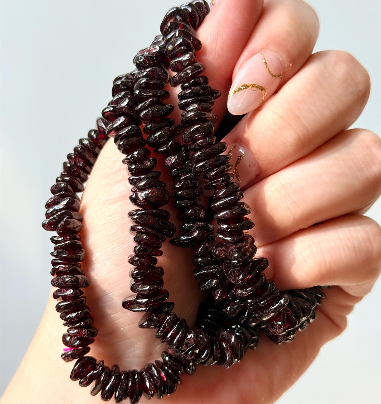Beautiful Garnet Bracelet | Stretchy Garnet Chip Bracelet | Crystal Chip Bracelet
