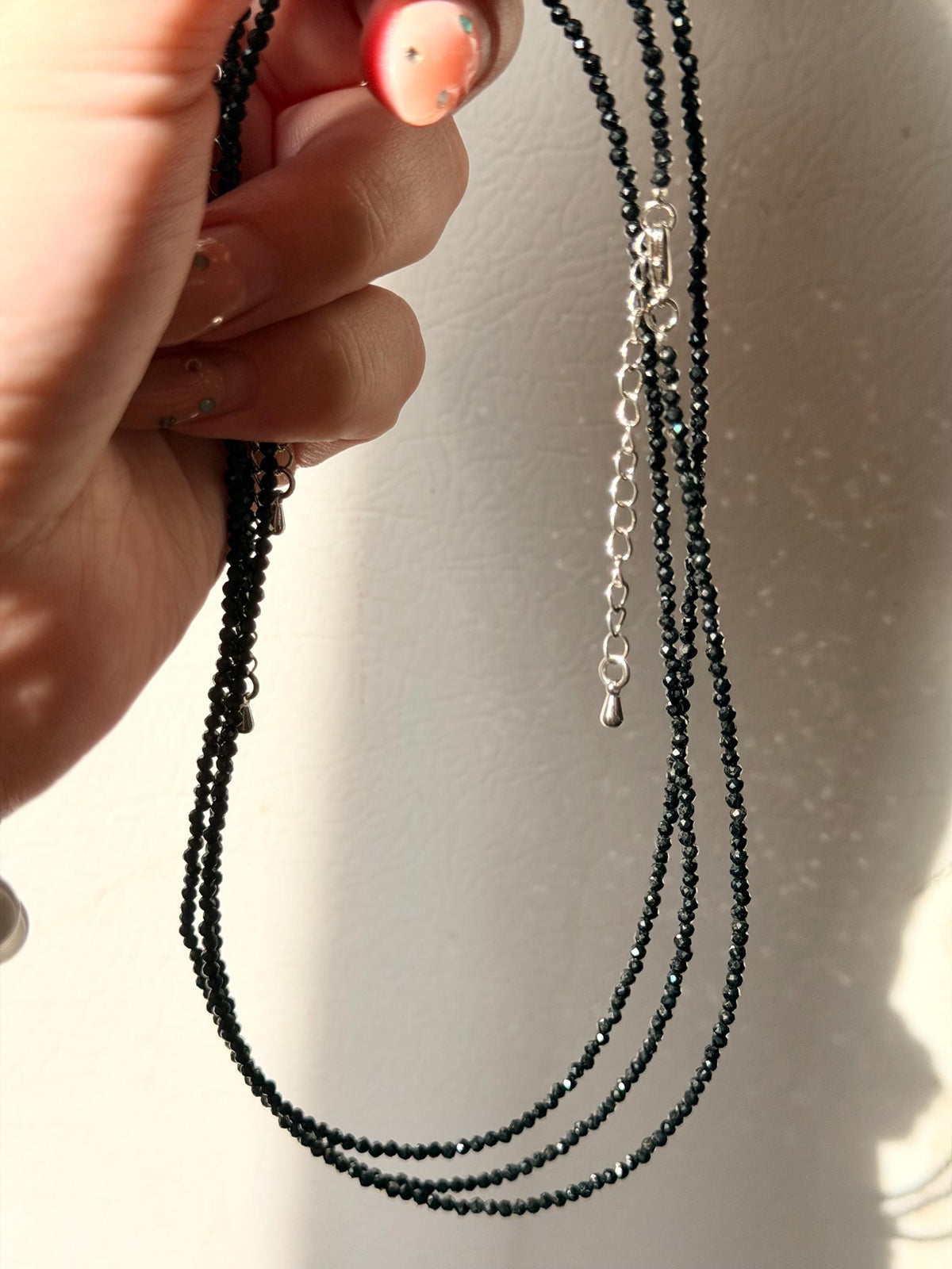 Beautiful Black Tourmaline Beaded Necklace | 3mm Tourmaline Adjustable Necklace