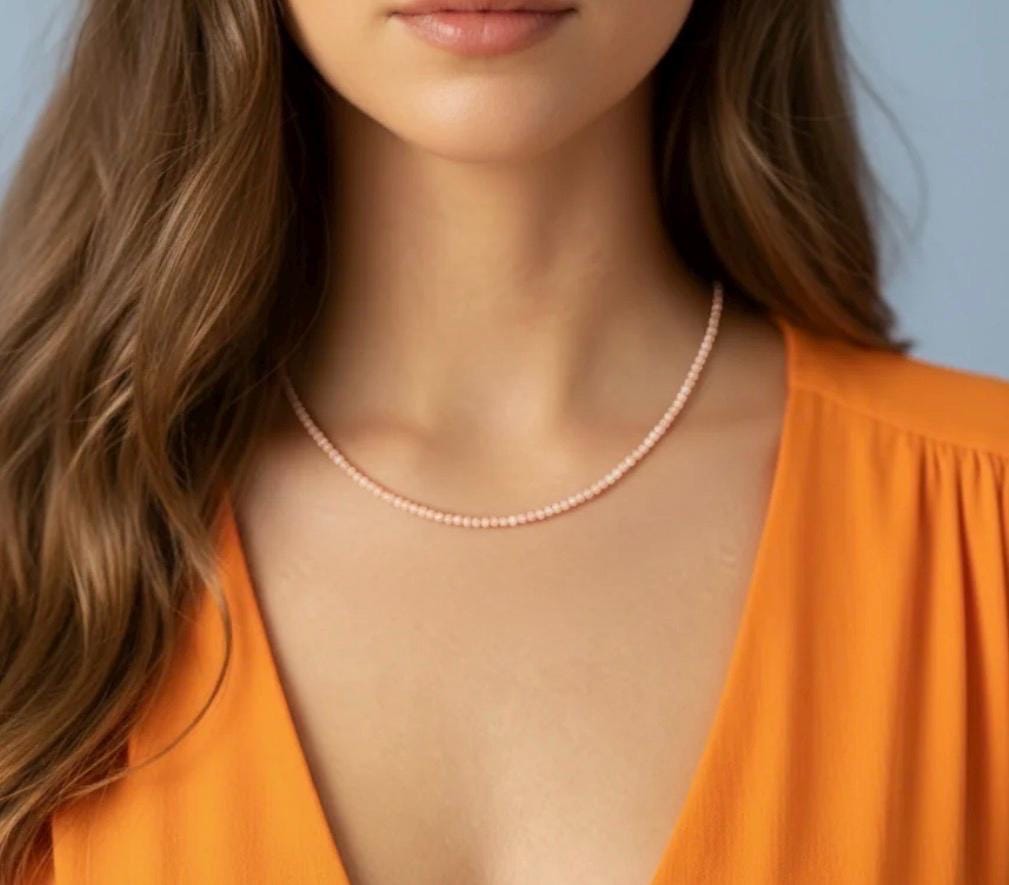 Beautiful Sunstone Necklace | 3mm Beaded Sunstone Adjustable Necklace Choker Style