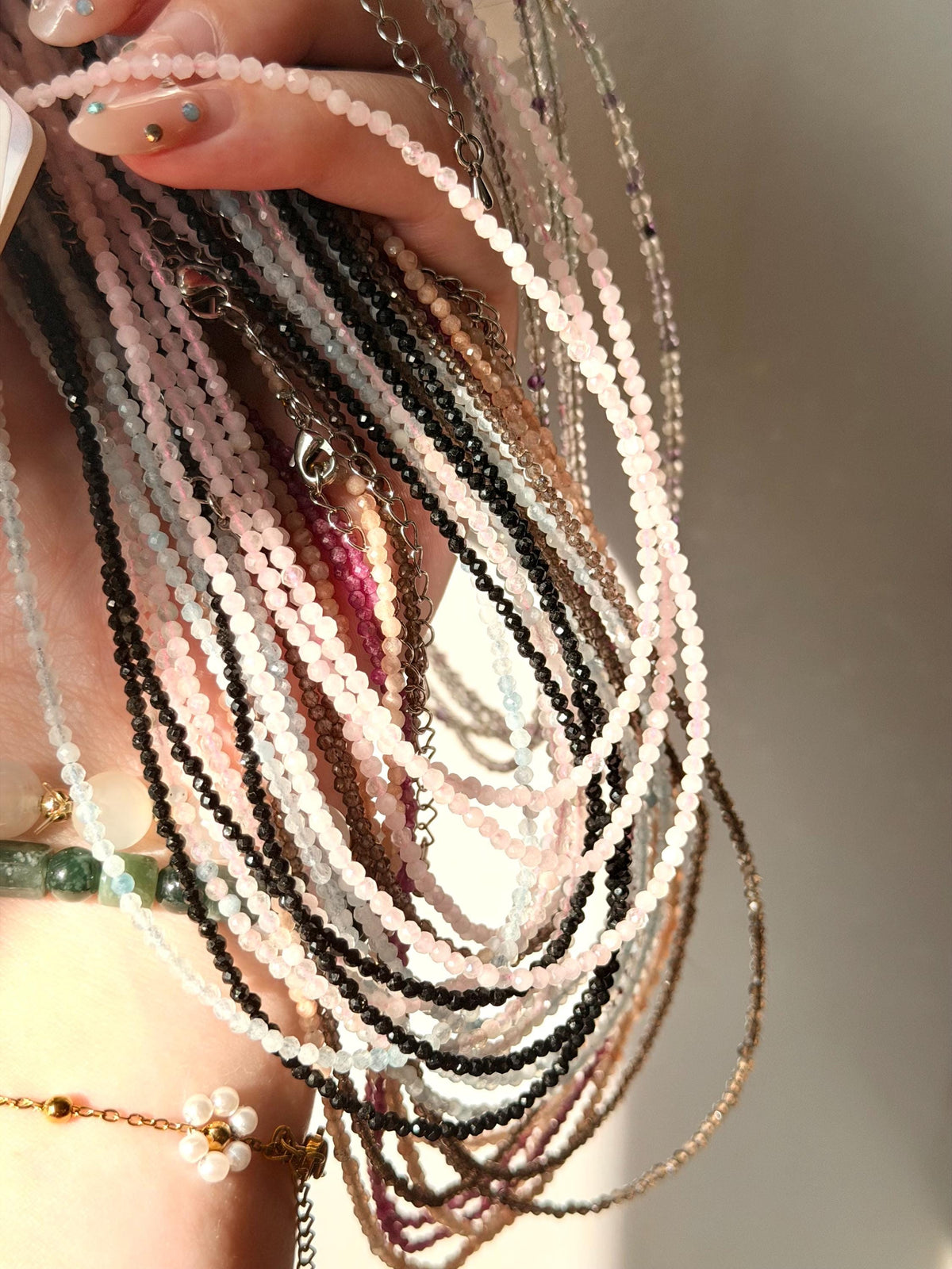 Beautiful Sunstone Necklace | 3mm Beaded Sunstone Adjustable Necklace Choker Style