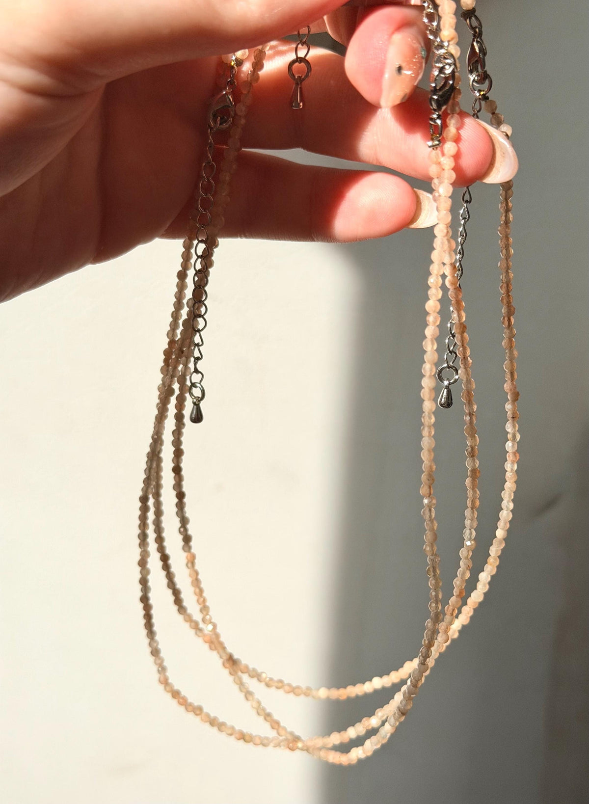 Beautiful Sunstone Necklace | 3mm Beaded Sunstone Adjustable Necklace Choker Style