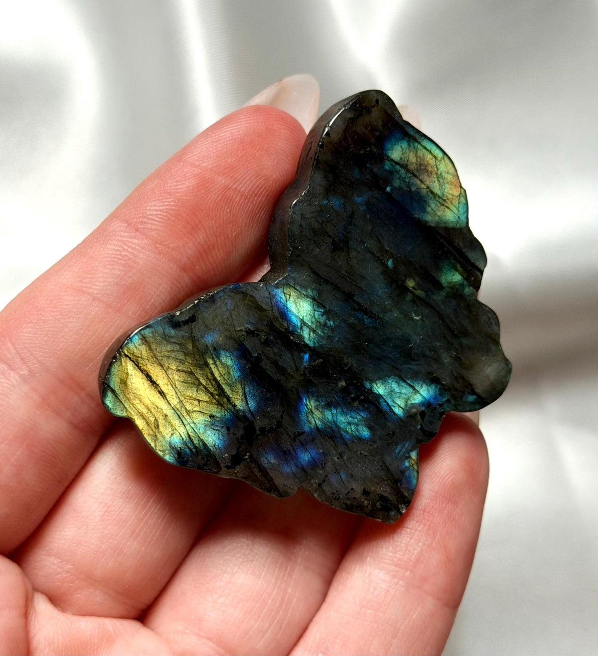 Beautiful Labradorite Butterfly Carving | Yellow Flash Labradorite Butterfly | Crystal Carvings