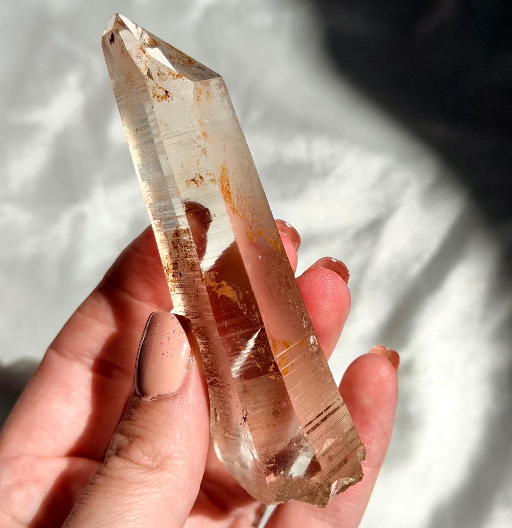 Beautiful Clear Quartz Point from Congo with Iron Inclusions | High Quality Quartz Generator