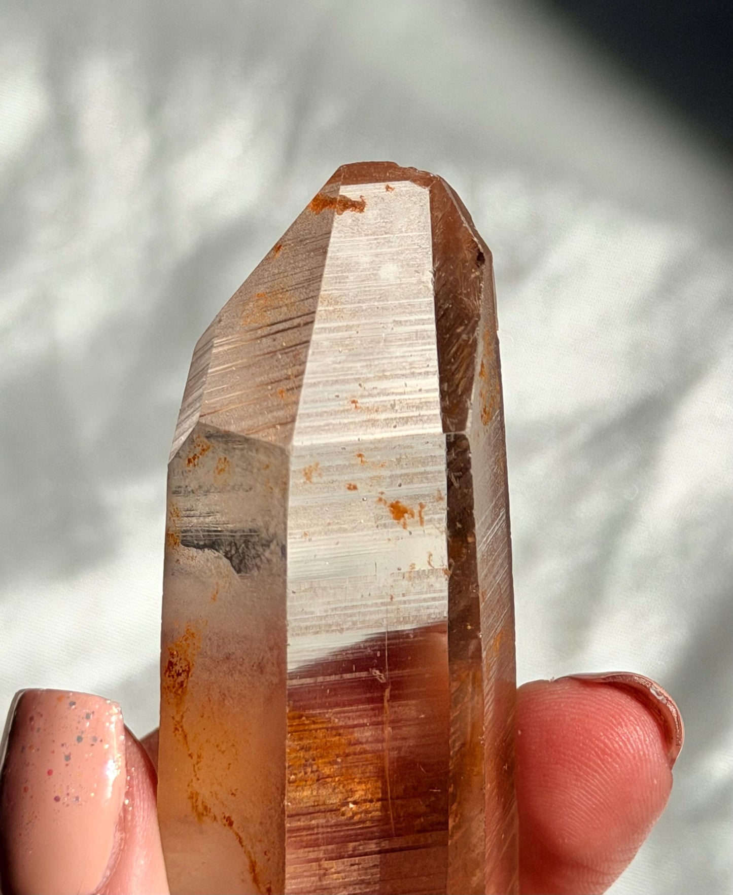 Beautiful Clear Quartz Point from Congo with Iron Inclusions | High Quality Quartz Generator