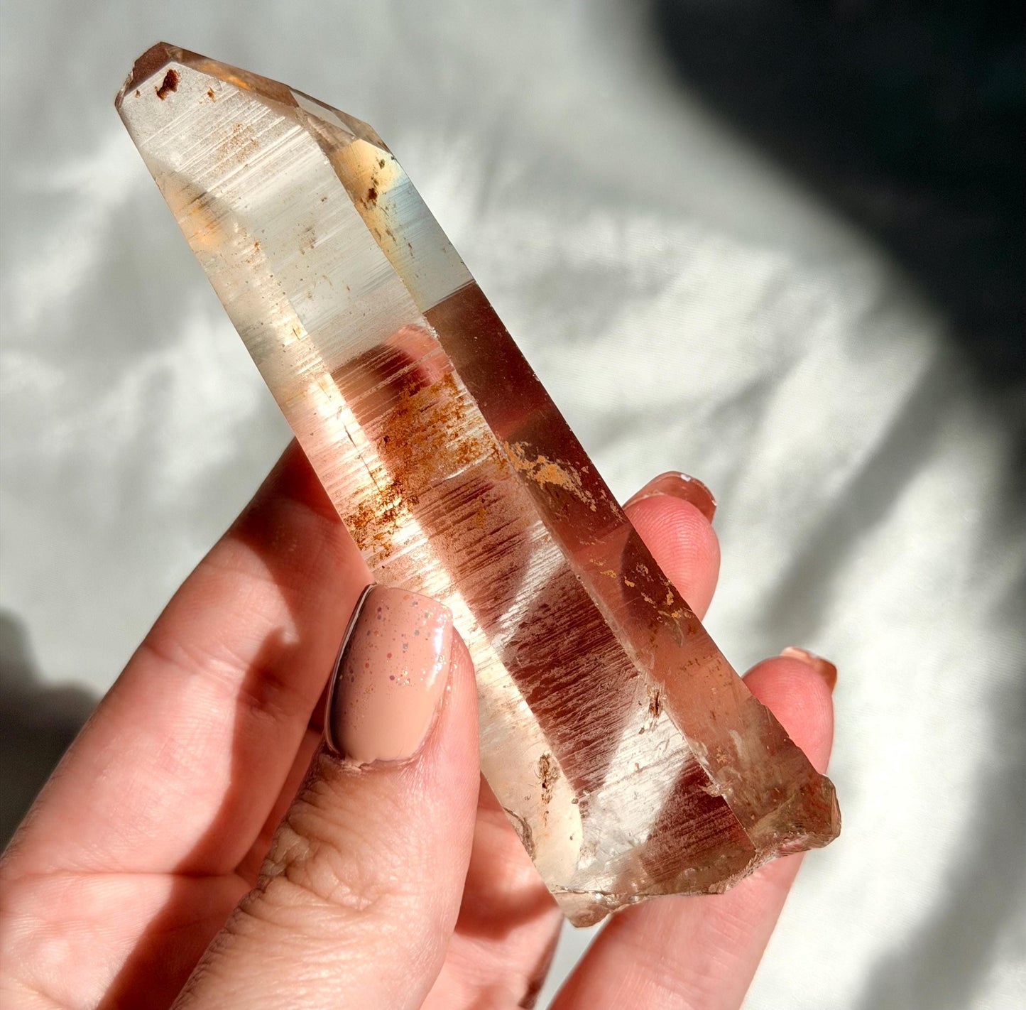 Beautiful Clear Quartz Point from Congo with Iron Inclusions | High Quality Quartz Generator