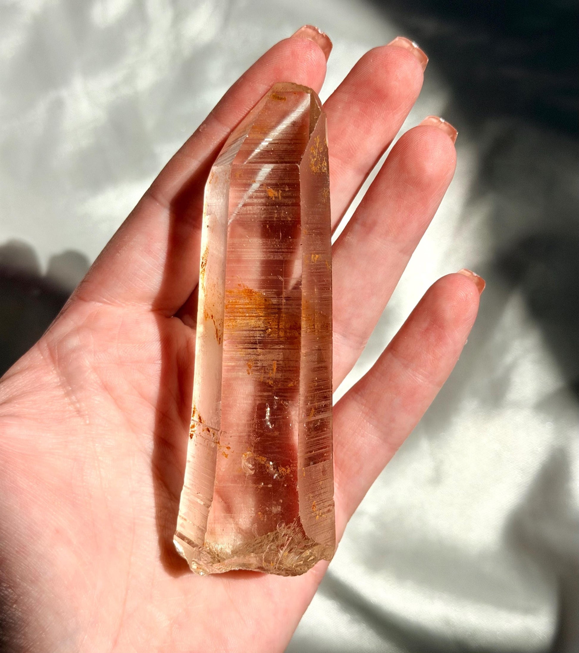 Beautiful Clear Quartz Point from Congo with Iron Inclusions | High Quality Quartz Generator
