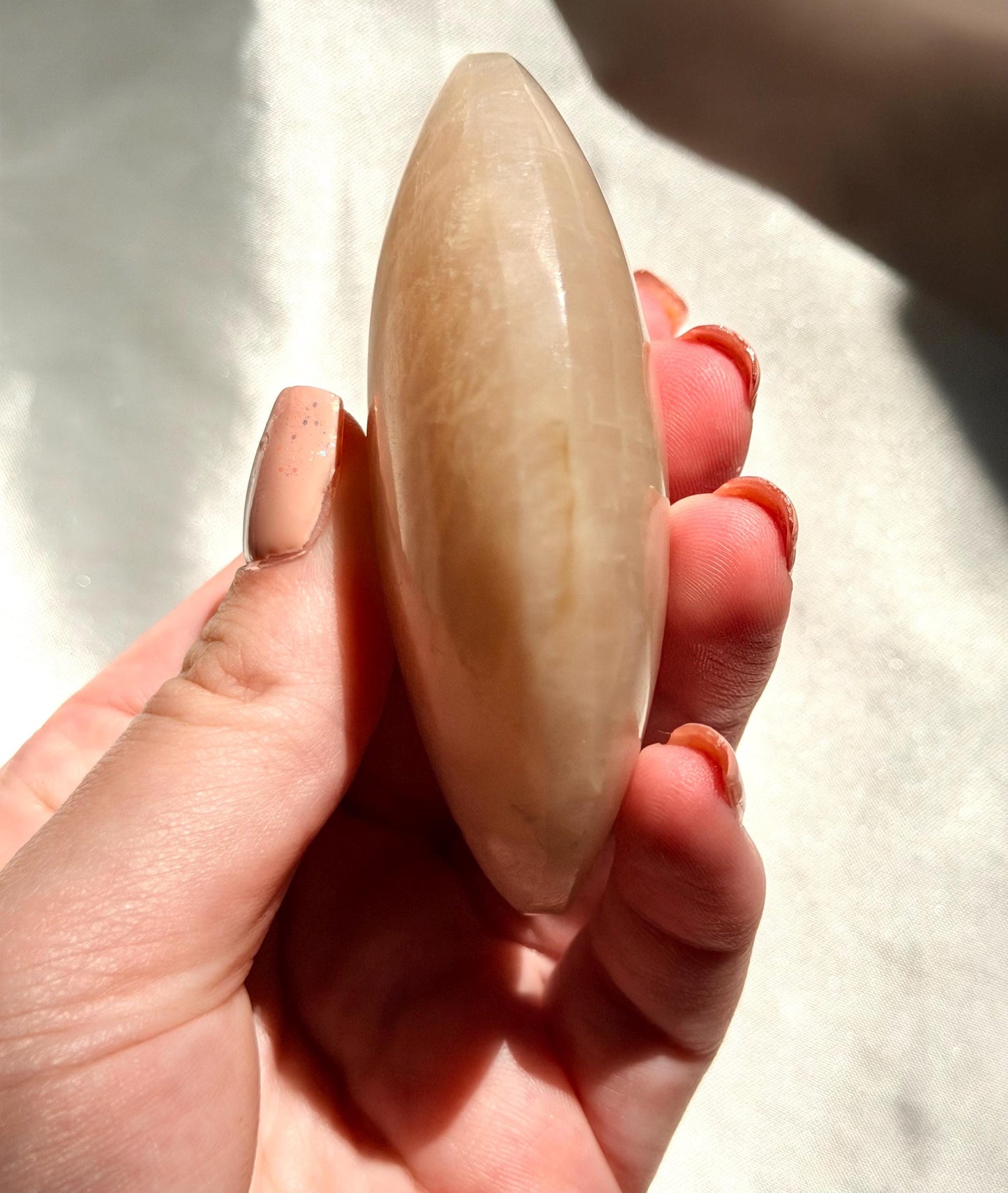 Stunning Moonstone Palm Stone with Blue Flash | Flashy White Moonstone Worry Stone