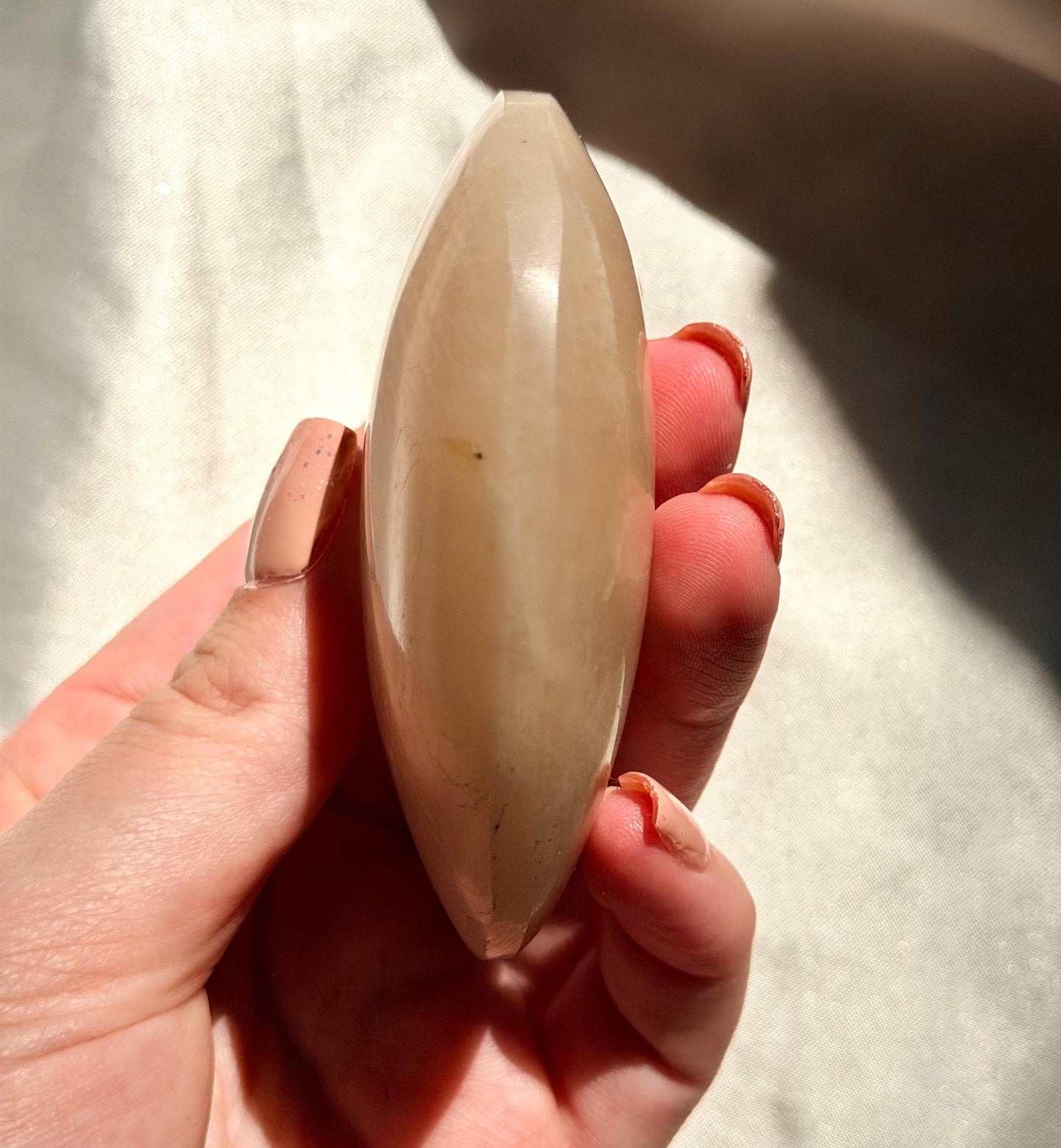 Stunning Moonstone Palm Stone with Blue Flash | Flashy White Moonstone Worry Stone