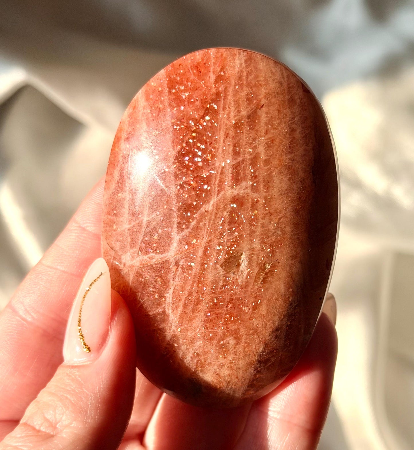 Sunstone Palmstone |High Quality Sunstone Palm Stone with Glitter | Sunstone Pillow from Madagascar