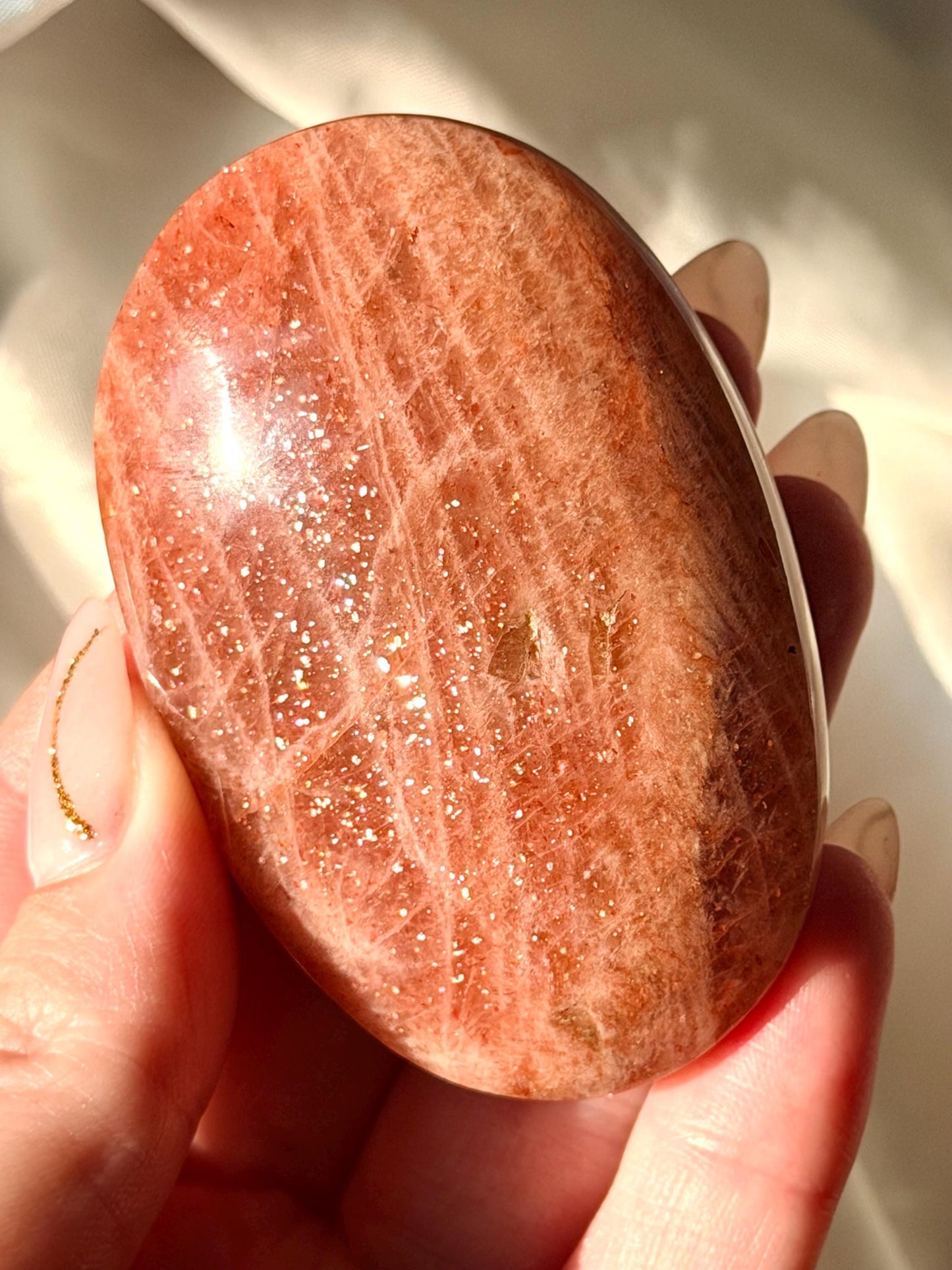 Sunstone Palmstone |High Quality Sunstone Palm Stone with Glitter | Sunstone Pillow from Madagascar
