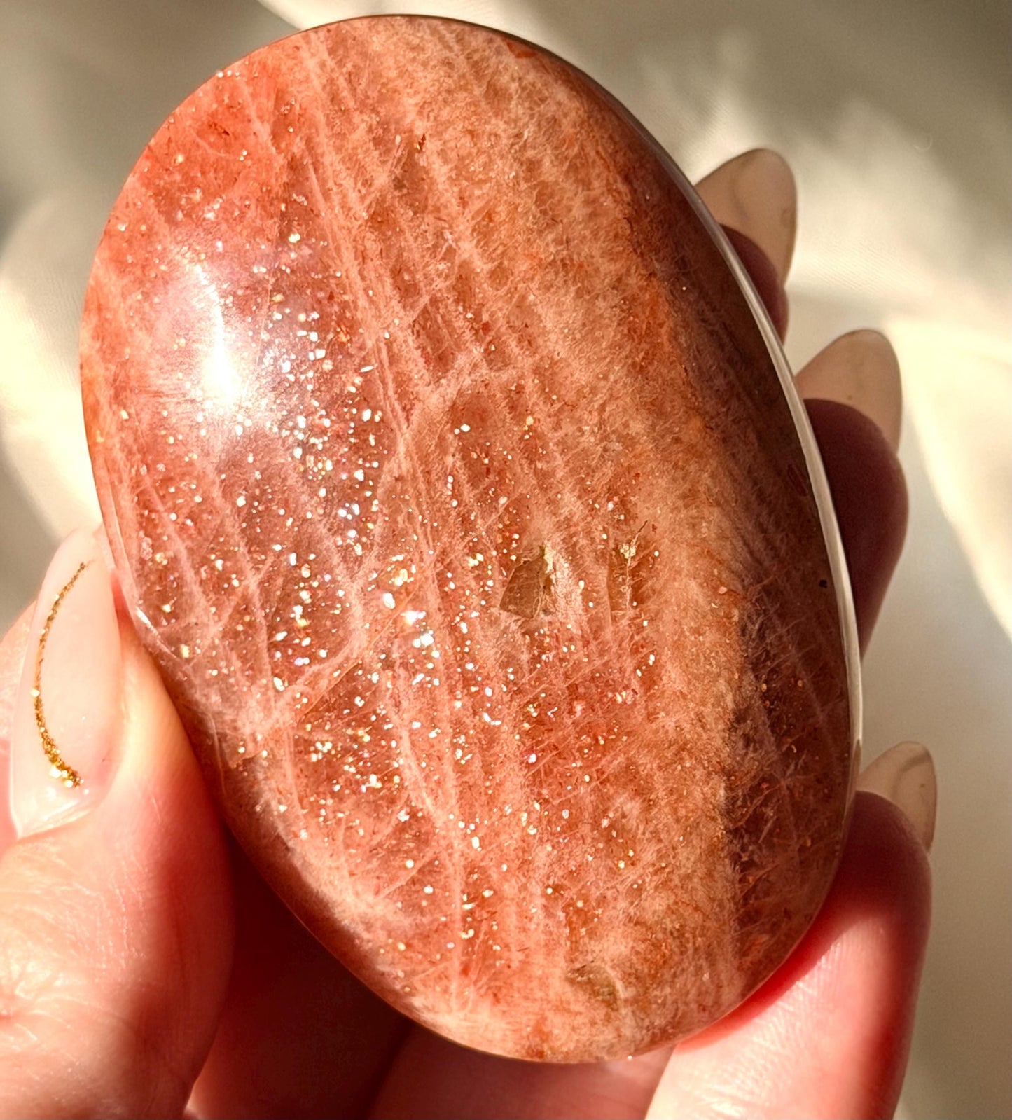 Sunstone Palmstone |High Quality Sunstone Palm Stone with Glitter | Sunstone Pillow from Madagascar