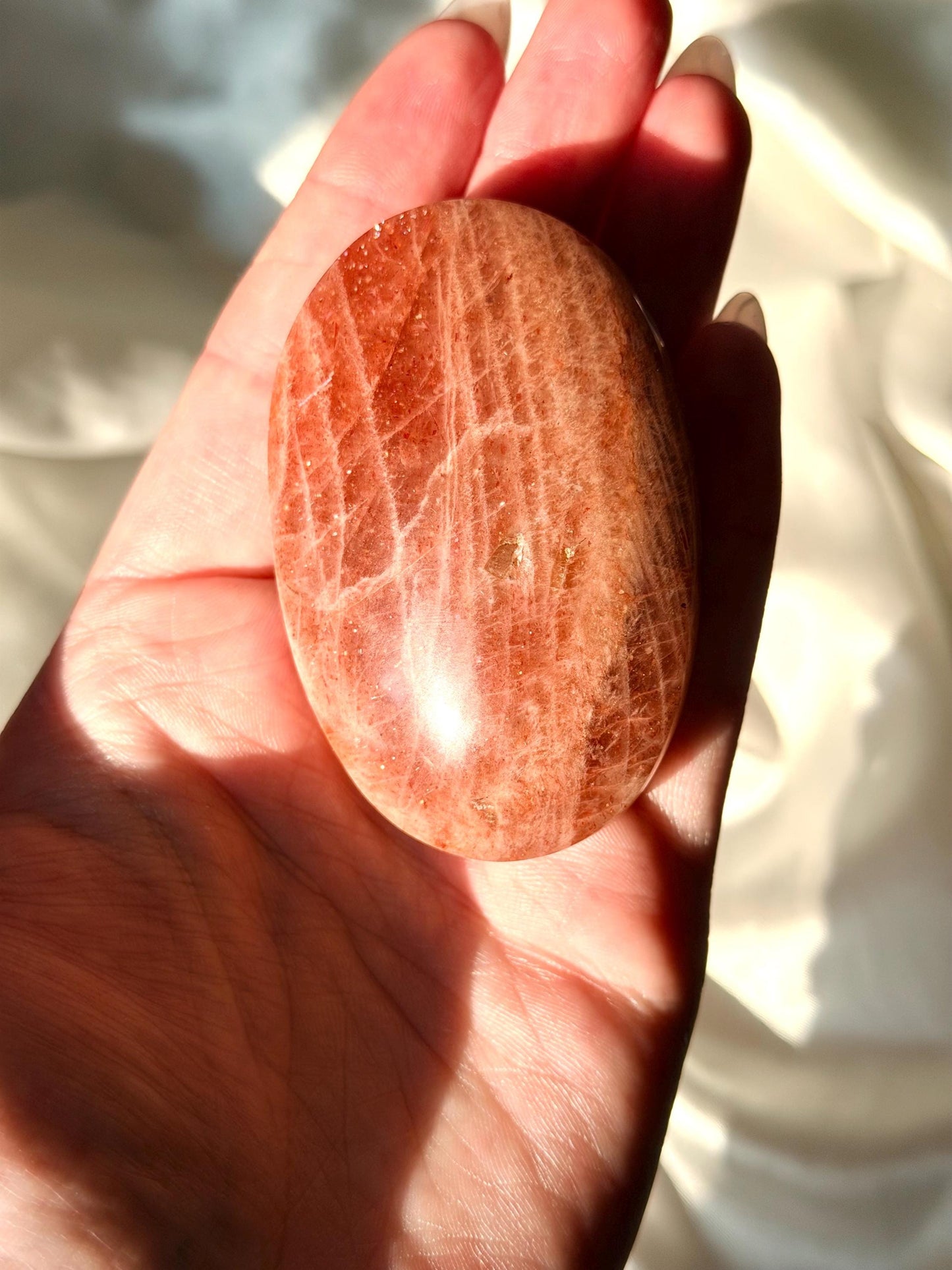 Sunstone Palmstone |High Quality Sunstone Palm Stone with Glitter | Sunstone Pillow from Madagascar