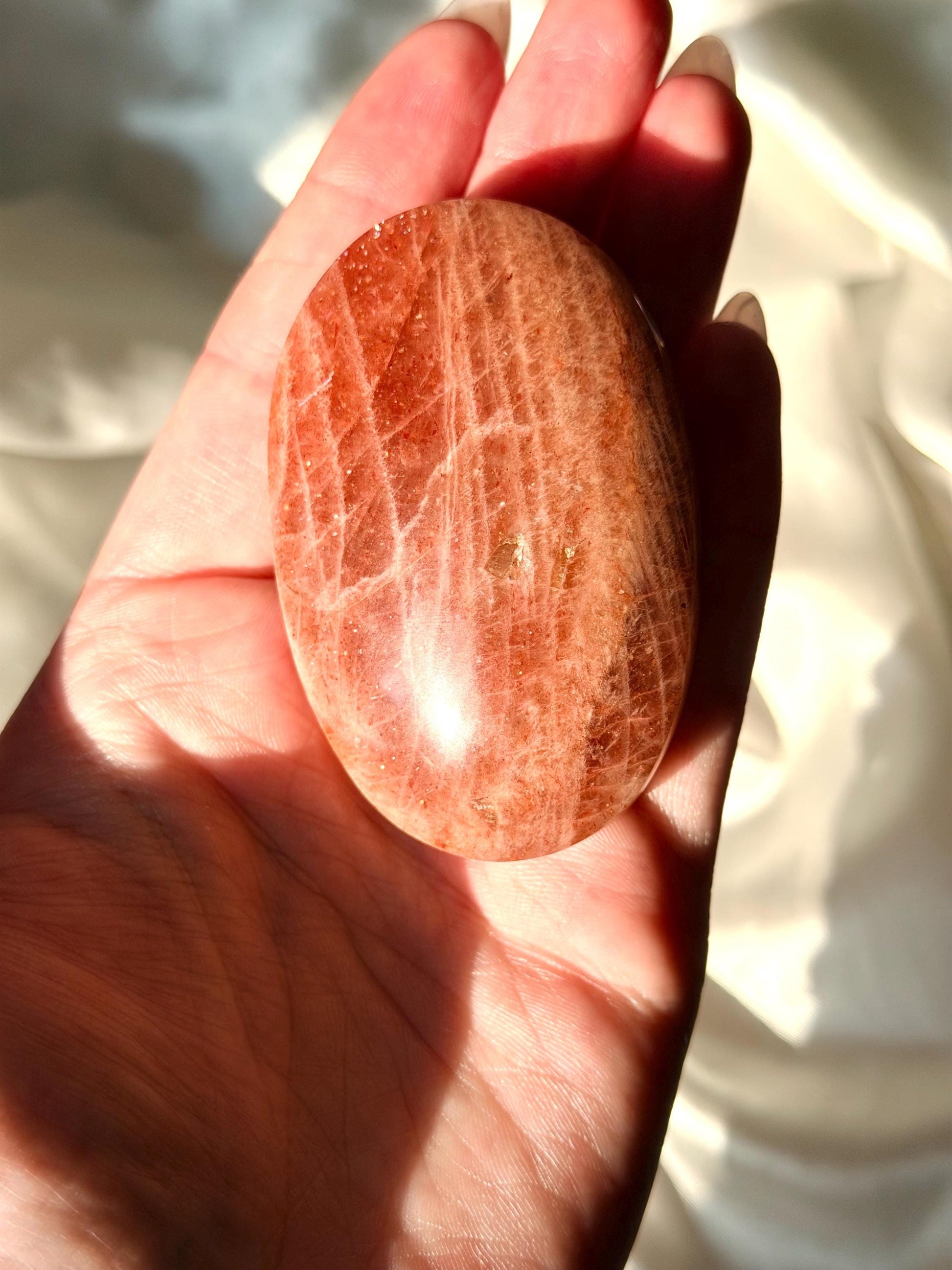 Sunstone Palmstone |High Quality Sunstone Palm Stone with Glitter | Sunstone Pillow from Madagascar