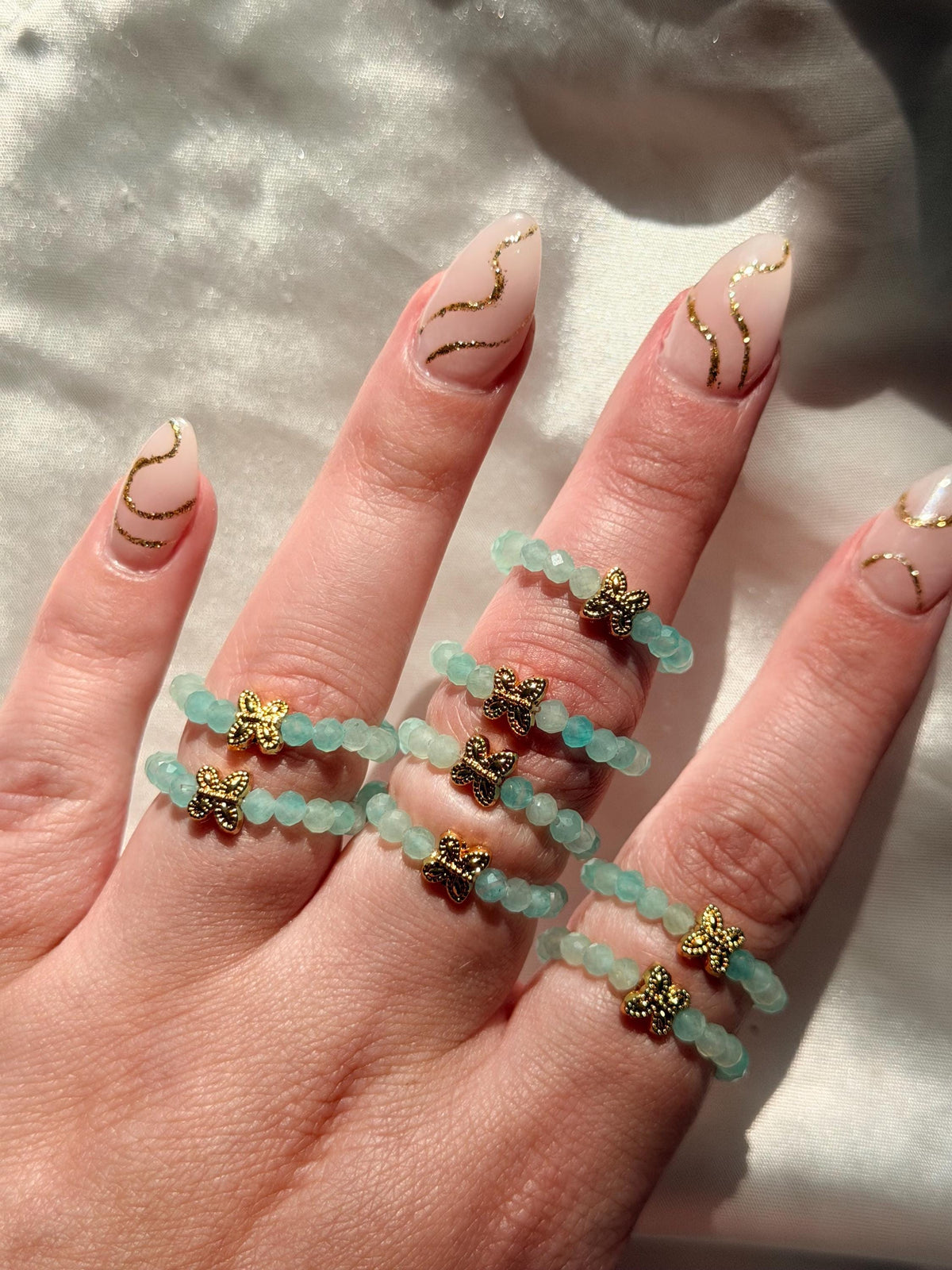 Beautiful Amazonite Beaded Rings | One (1) Amazonite Ring | Gemstone Ring | Crystal Beaded Rings
